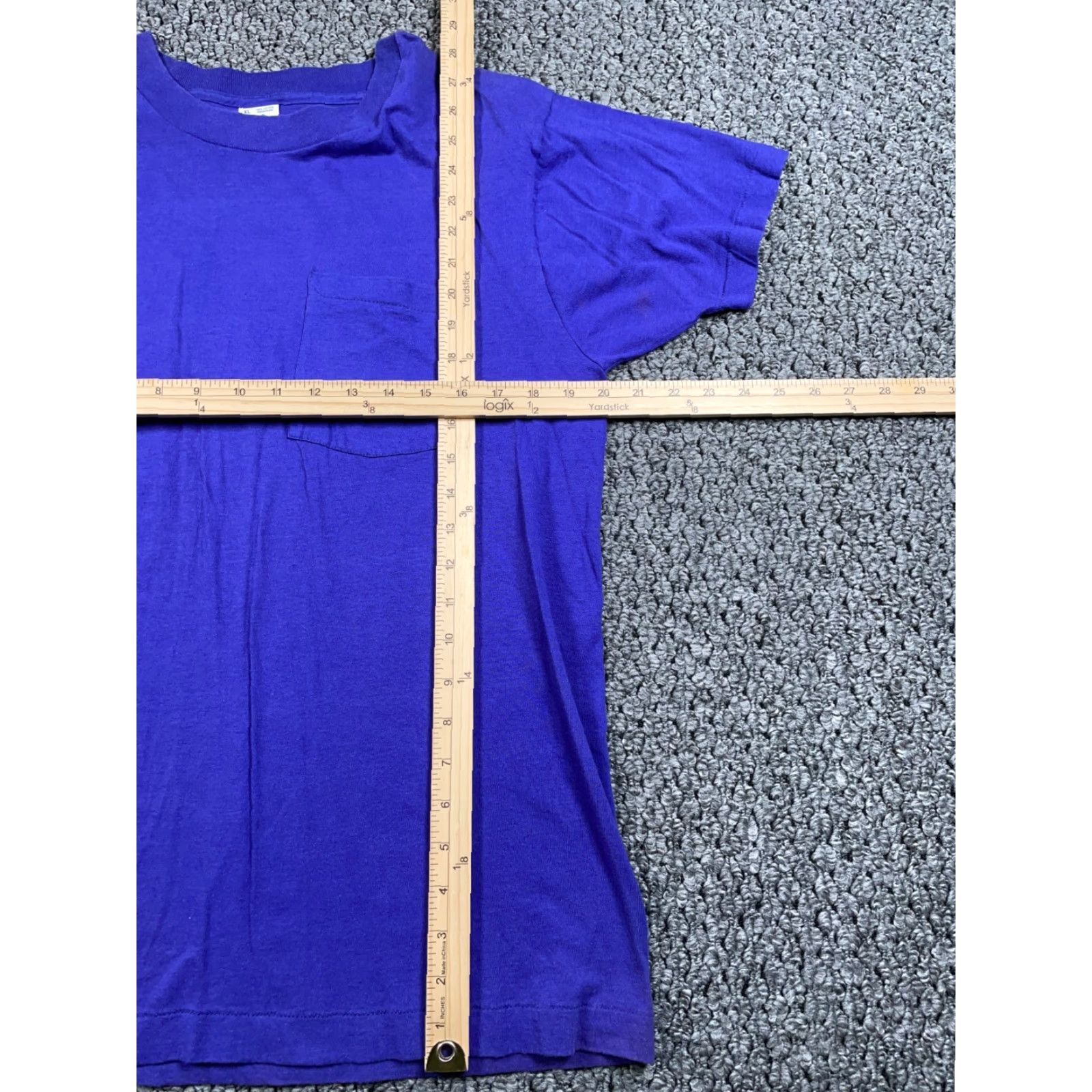 Fruit Of The Loom VINTAGE Fruit of the Loom T-Shirt Mens XL Purple Blue 80s Pocket Crew Neck Short Sleeve Cotton Made in USA Size US L / EU 52-54 / 3 - 4 Thumbnail