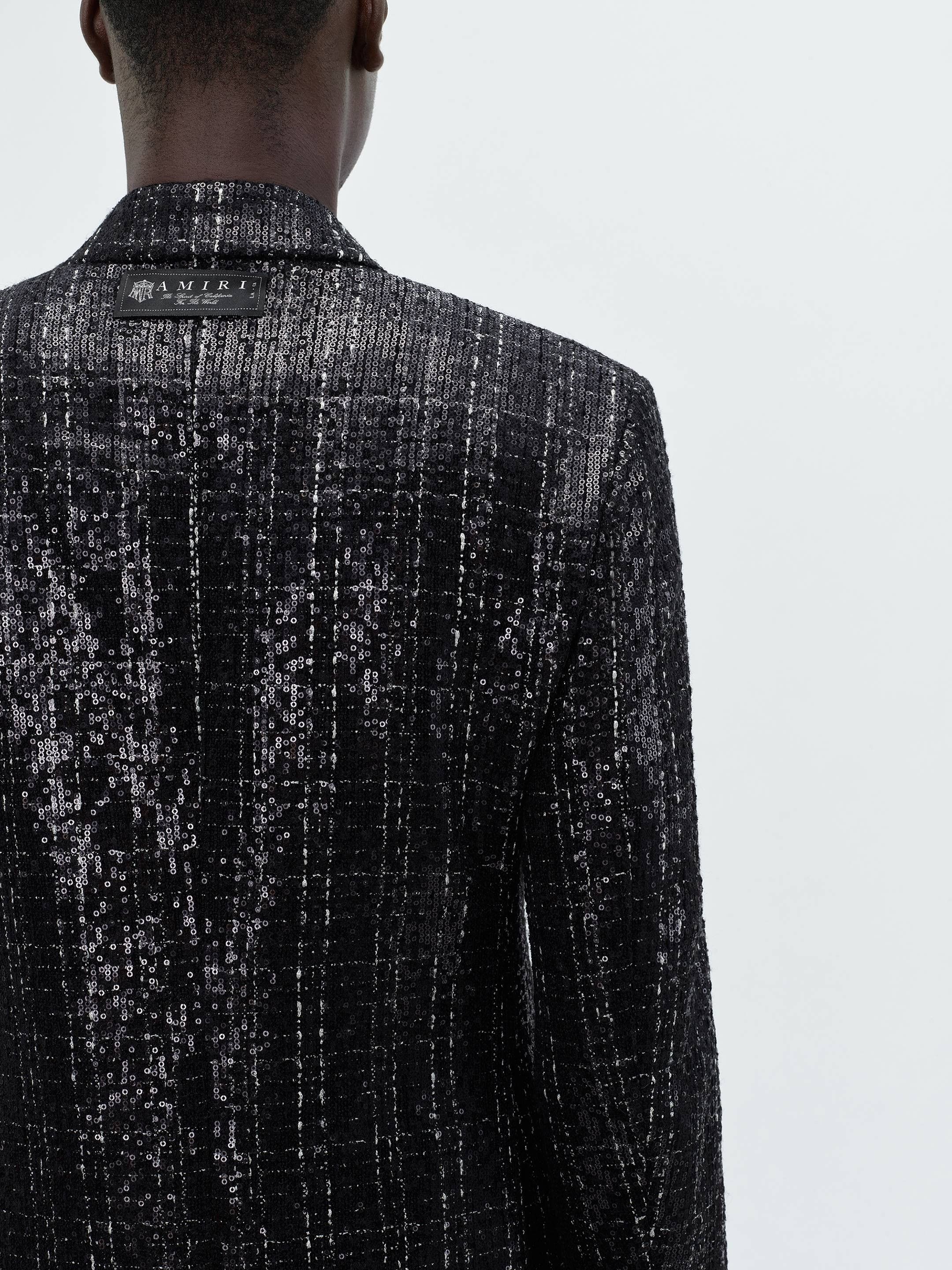 Amiri o1s1wg110525 Sequin Boucle Double-Breasted Blazer in Black Size US S / EU 44-46 / 1 - 8 Thumbnail