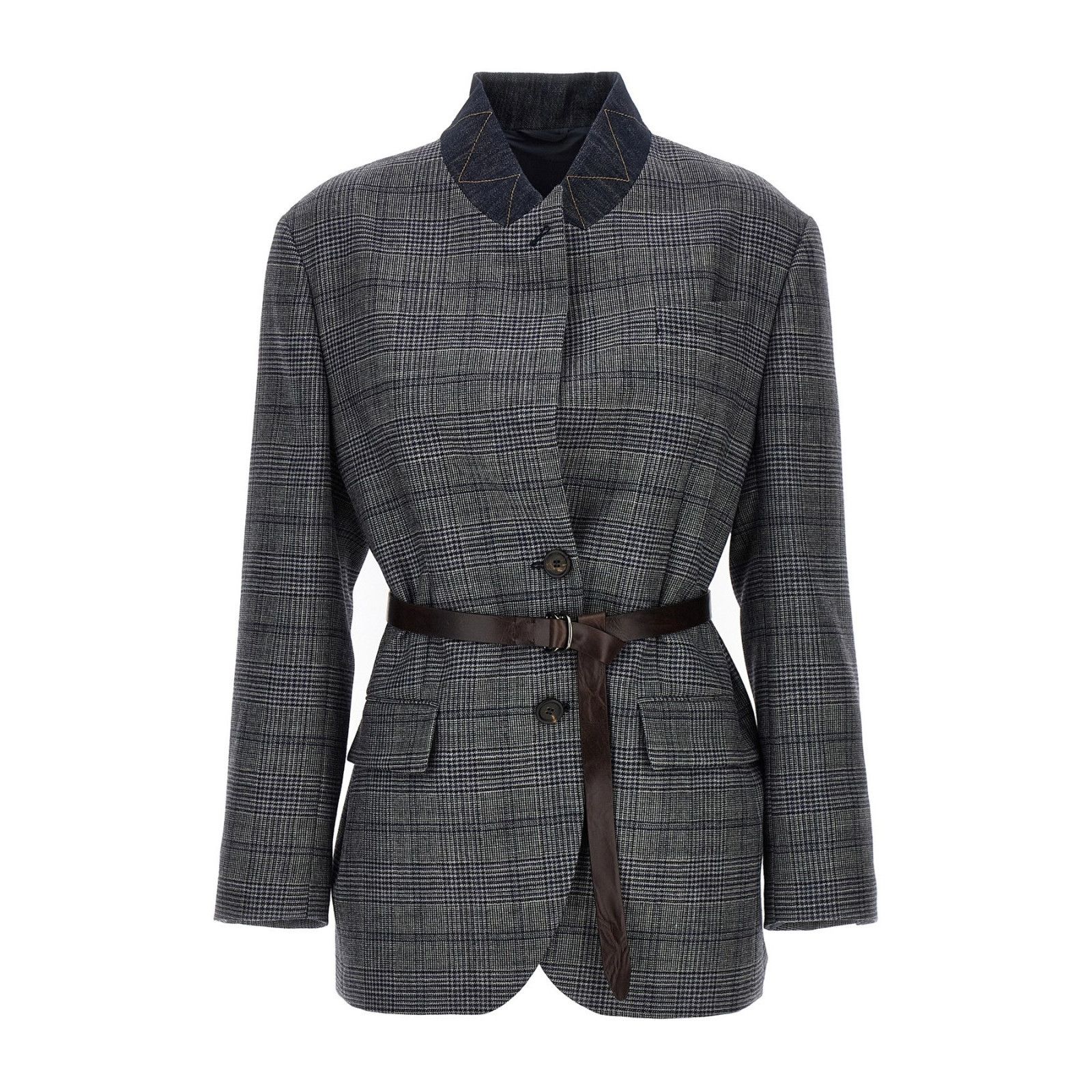 Brunello Cucinelli BRUNELLO CUCINELLI $5700 Multicolor Check Wool Blazer Jacket Size M / US 6-8 / IT 42-44 - 1 Thumbnail