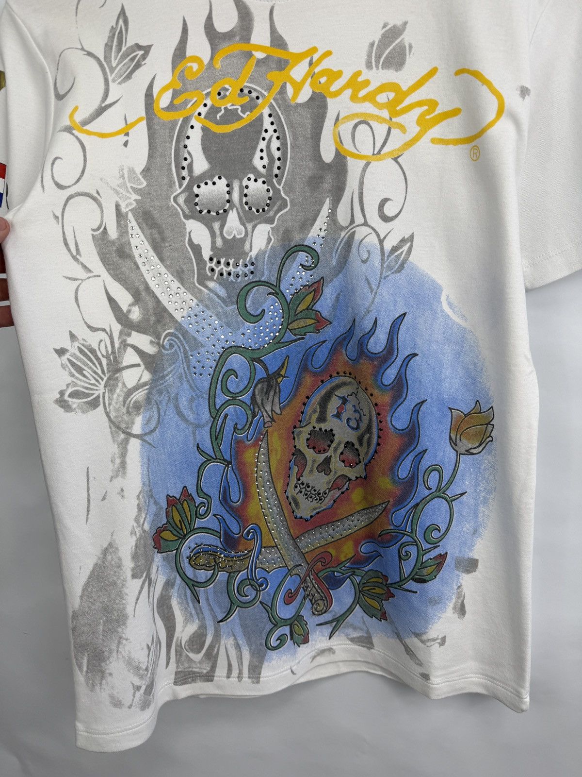 Ed Hardy 🇺🇸💀 Vintage Ed Hardy Skull Rhinestone Christian Audigier Tee Size US M / EU 48-50 / 2 - 5 Thumbnail