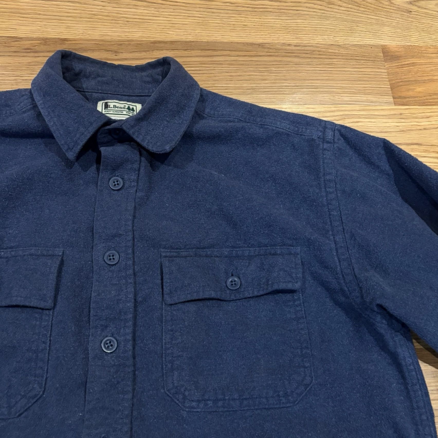 Vintage VINTAGE LL Bean Blue Chamois Shirt Heavy Flannel Outdoors Hunting Mens Medium Size US M / EU 48-50 / 2 - 2 Thumbnail