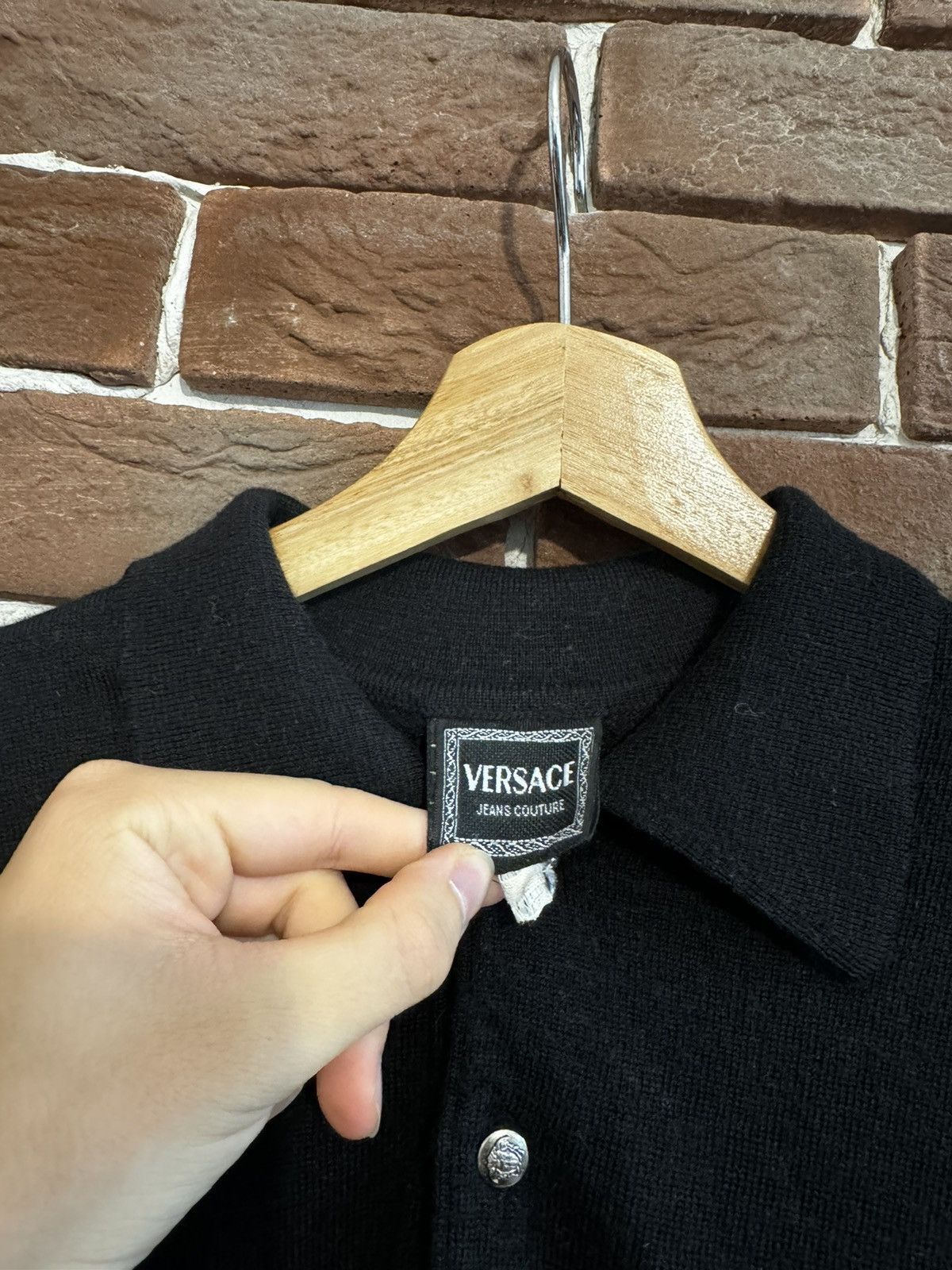 Versace Vintage 90s Versace Jeans Couture Knitted Polo Sweatshirt Size US XL / EU 56 / 4 - 5 Thumbnail