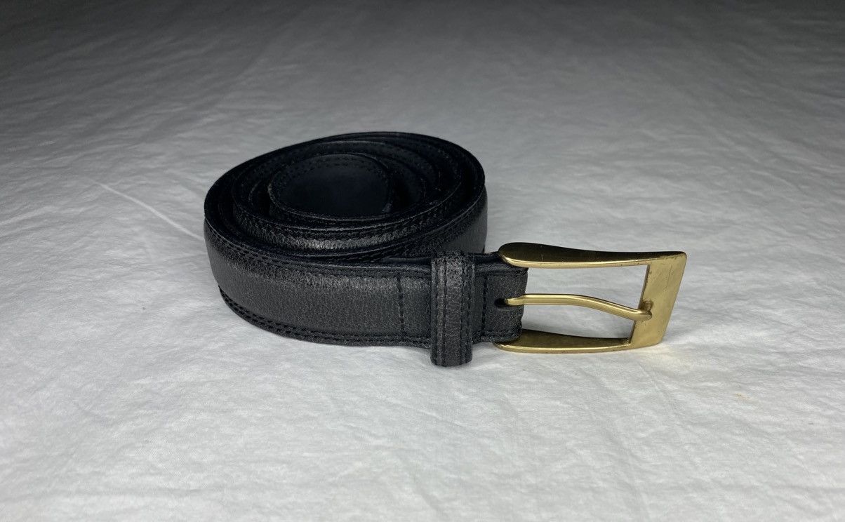 Leather Black Genuine Italian Leather Belt Solid Brass Buckle 40/100 Size 40 - 1 Thumbnail