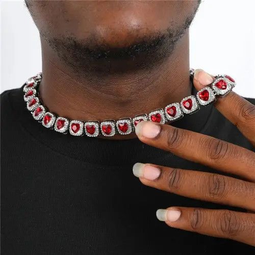 VIBE Heart Rhinestone Necklace Chain Size ONE SIZE - 1 Thumbnail