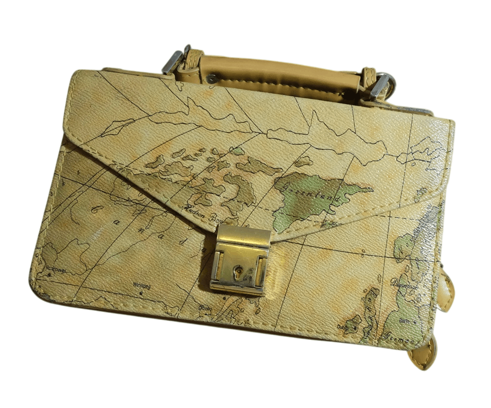 Japanese Brand Orbe Voyage Leather Bag – Map Print Size ONE SIZE - 1 Thumbnail