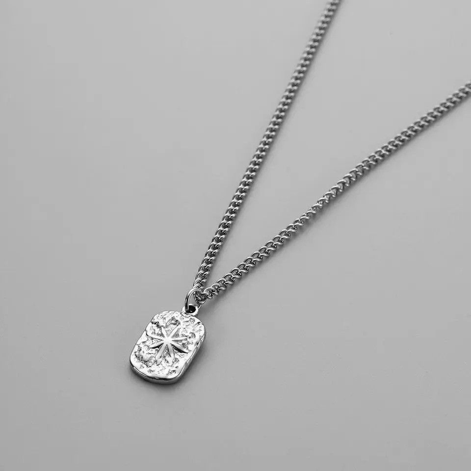Jewelry Simple Embossed Star Square Pendant Size ONE SIZE - 1 Thumbnail