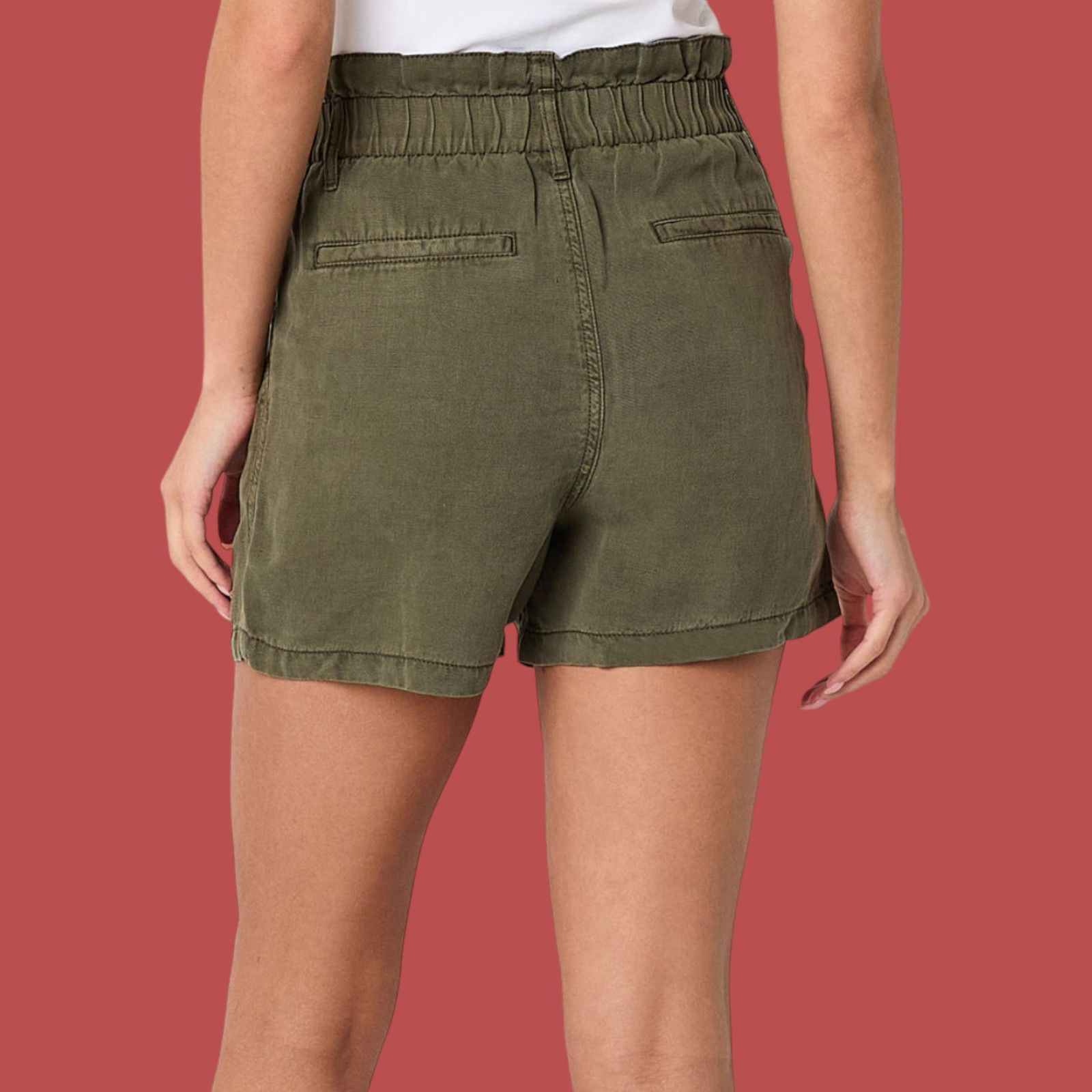 Other A.N.A - Women's High-Rise Linen Chino Short - Olive Green - Size 36" / US 14 / IT 50 - 2 Thumbnail