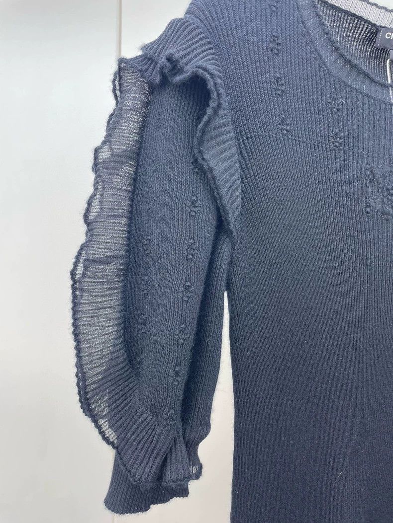 Chanel Chanel Black Ruffled Knit Dress -2505 Size US 38 / EU 54 - 7 Thumbnail