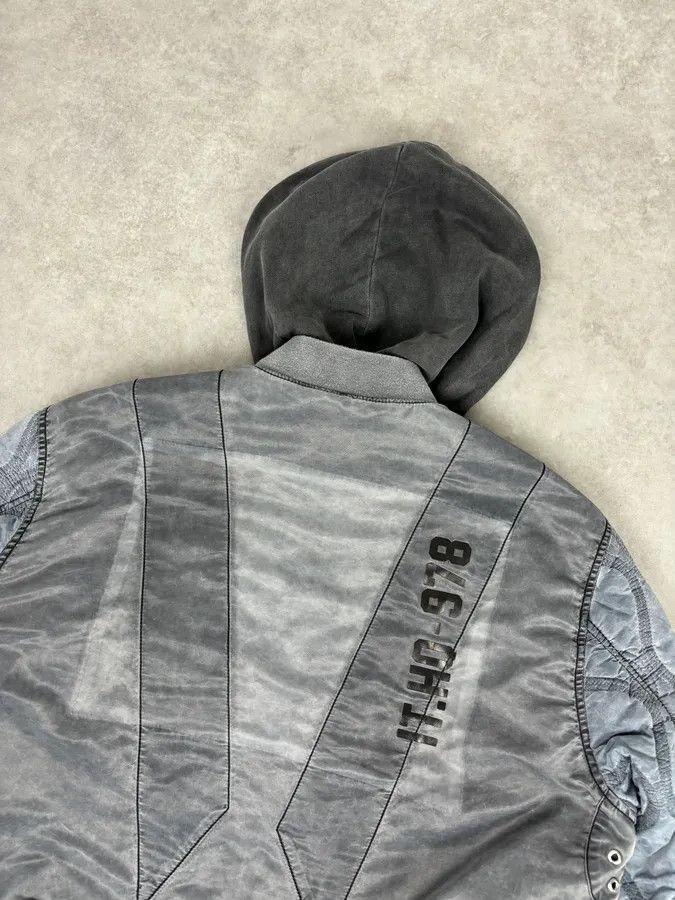 Diesel Diesel Hooded Grey Quilted Sleeves Bomber Jacket Size US M / EU 48-50 / 2 - 6 Thumbnail
