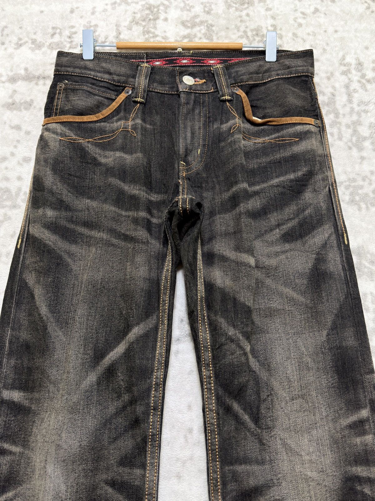 Kapital Edwin 434XVS Vintage Faded Black Denim Honeycomb Whisker Fit Size US 32 / EU 48 - 3 Thumbnail