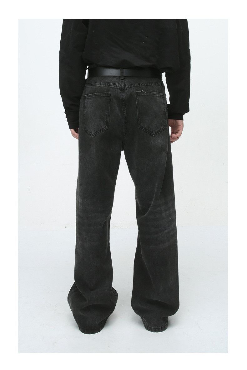 Japanese Brand Retro loose straight leg pleated black gray jeans Size US 32 / EU 48 - 4 Thumbnail