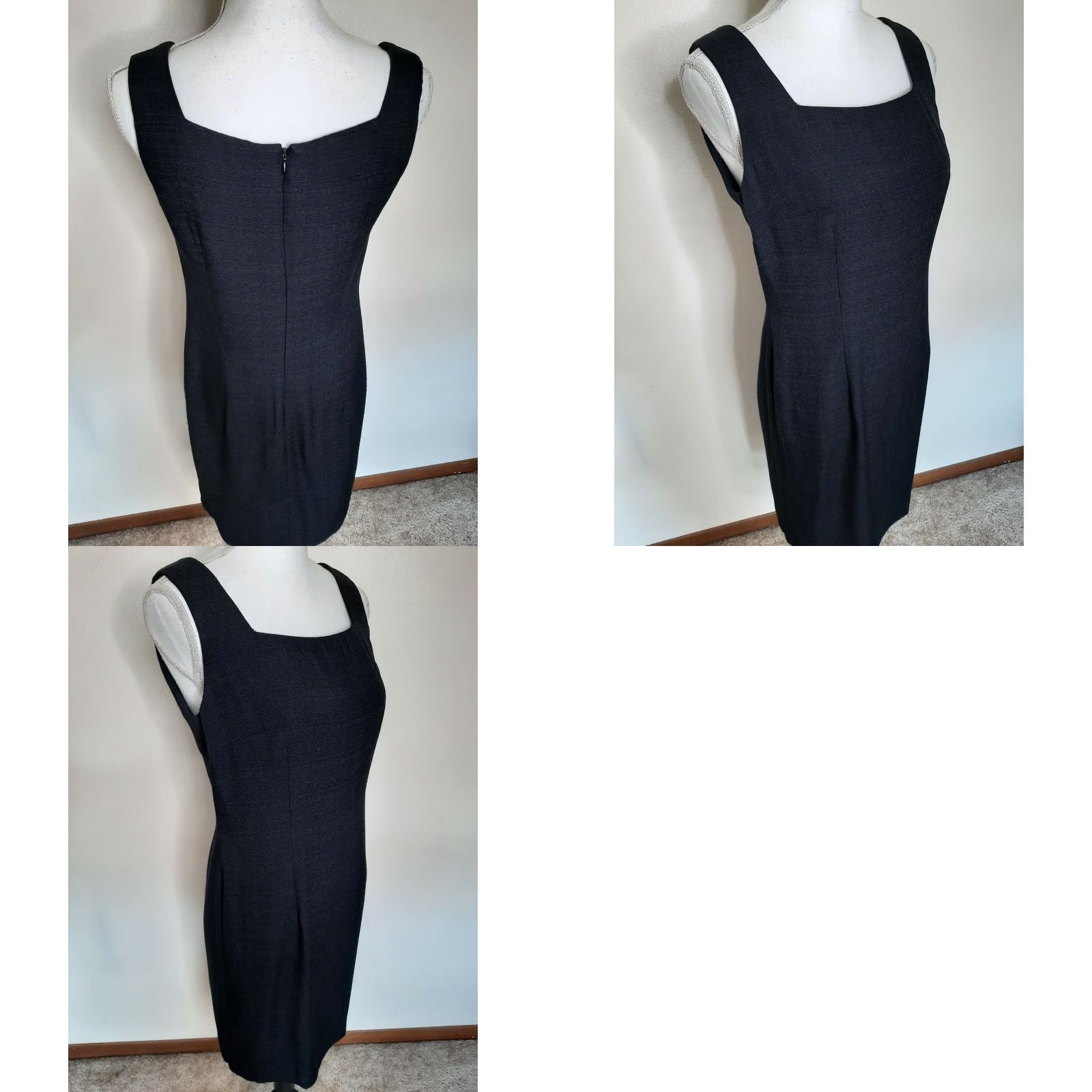 Vintage VIRGO Vintage Little Black Sleeveless Dress Pencil Dress Size 6 Rayon USA Square Neck Womens Sleeveless 90s Casual Knee Length Size M / US 6-8 / IT 42-44 - 8 Thumbnail