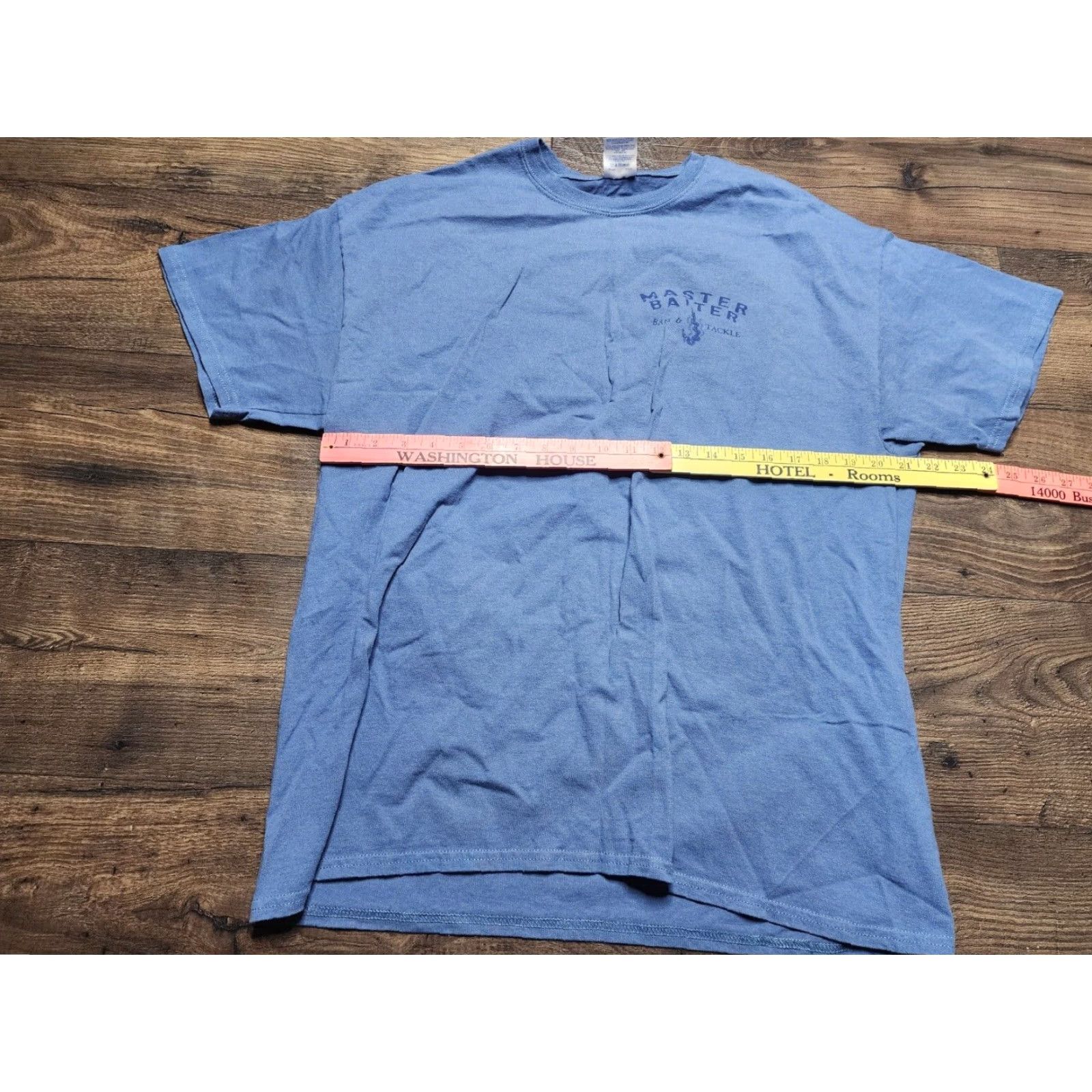 Gildan Mens XL Gildan Key West FL Master Baiter Double Sided Blue Cotton T Shirt Size US XL / EU 56 / 4 - 3 Thumbnail