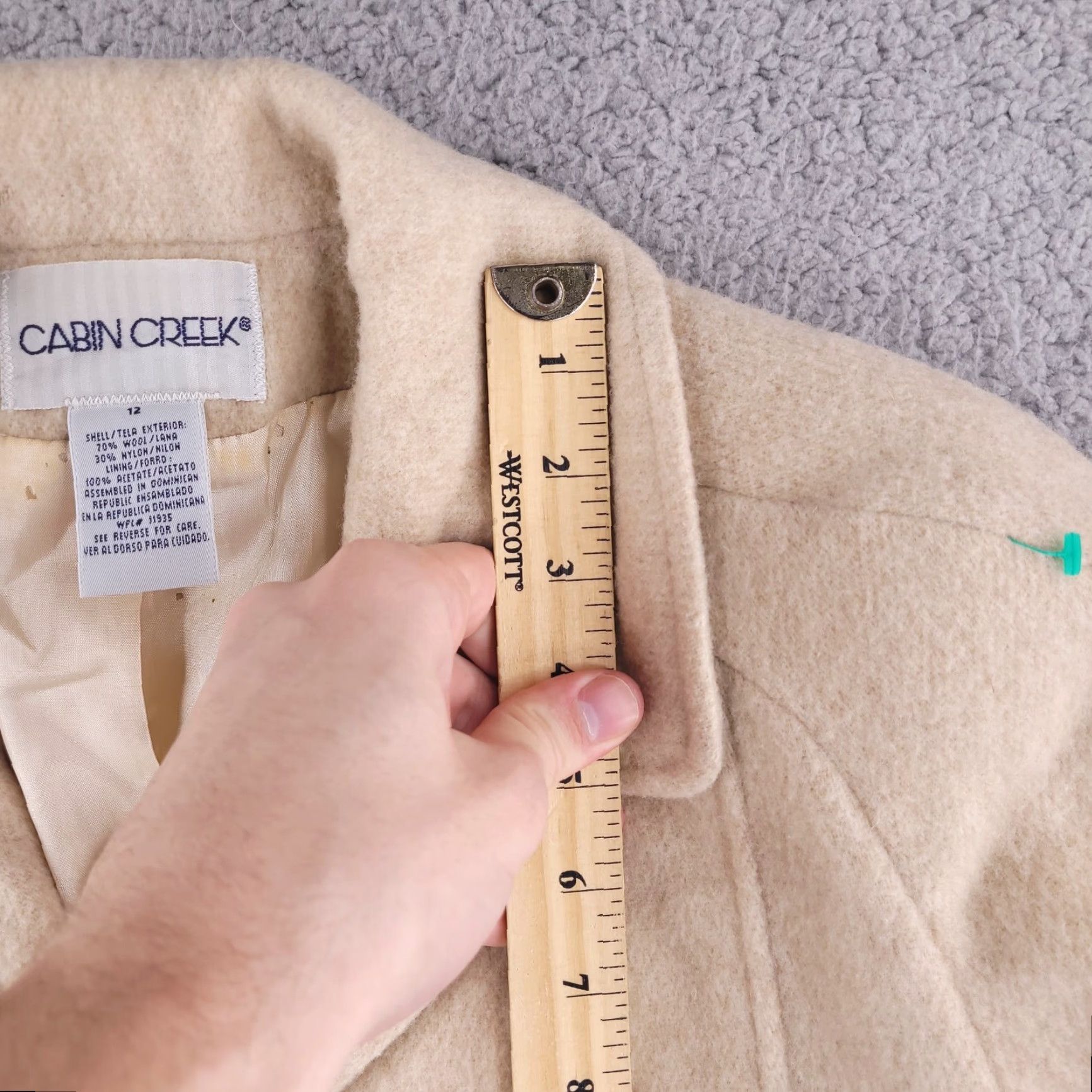 Vintage Cabin Creek Coat Womens 12 Wool Overcoat Trench Long Beige Brown Size XL / US 12-14 / IT 48-50 - 7 Thumbnail