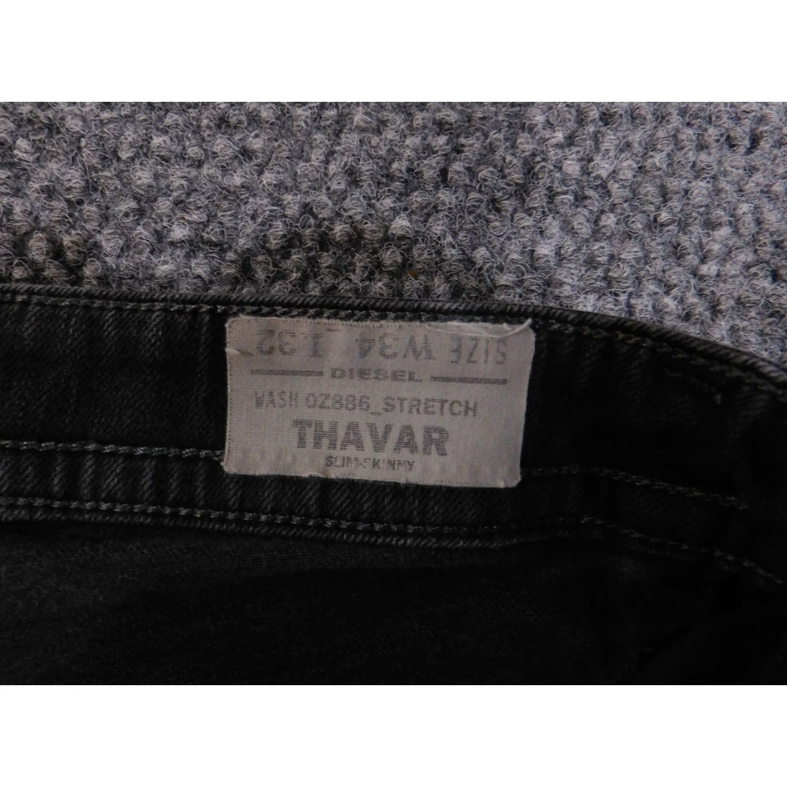Diesel Diesel Thavar Jeans Mens 34x32 Black Distressed Slim Skinny Denim Cotton Spandex Made USA Pants Size US 34 / EU 50 - 7 Thumbnail