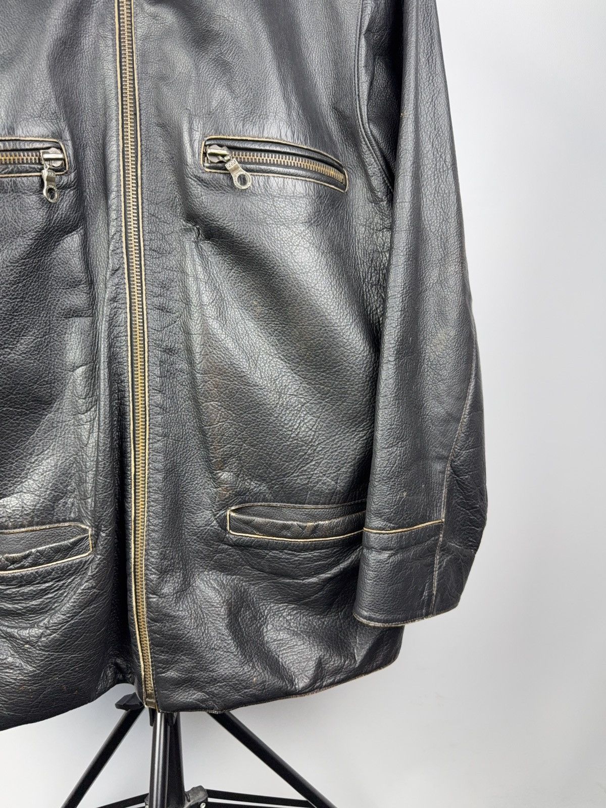 Leather Vintage 90s Gipsy Mauritius Black Leather Moto Biker Jacket Size US XL / EU 56 / 4 - 4 Thumbnail
