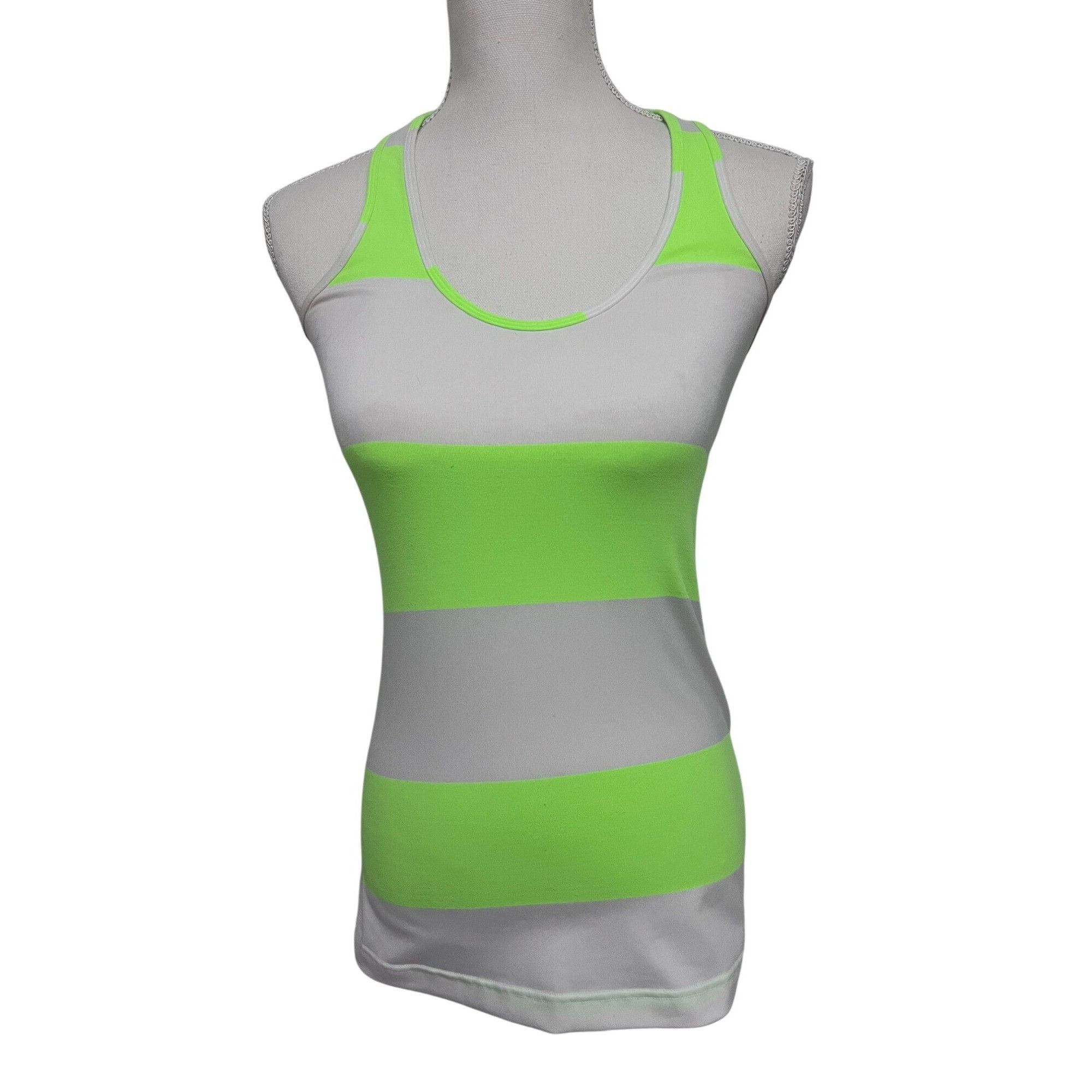 Lululemon Lululemon Womens Green White Striped Racerback Fitted Tank T Size S / US 4 / IT 40 - 1 Thumbnail