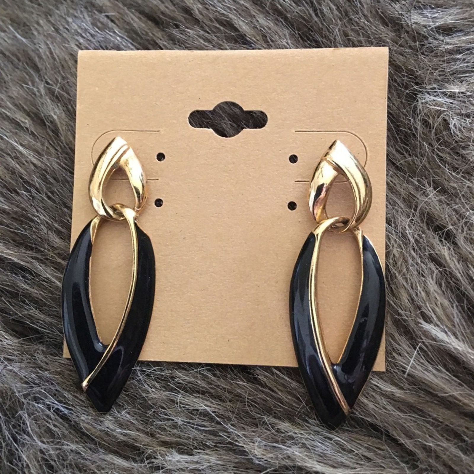 Vintage Vintage 80s gold tone black enamel earrings Size ONE SIZE - 4 Thumbnail