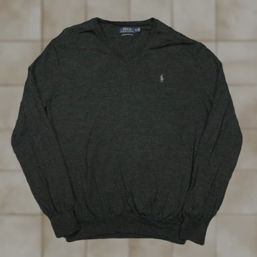 Polo Ralph Lauren Polo Ralph Lauren Sweater Mens XL Gray Washable Merino V Neck Pullover Jumper Size US XL / EU 56 / 4 - 1 Thumbnail