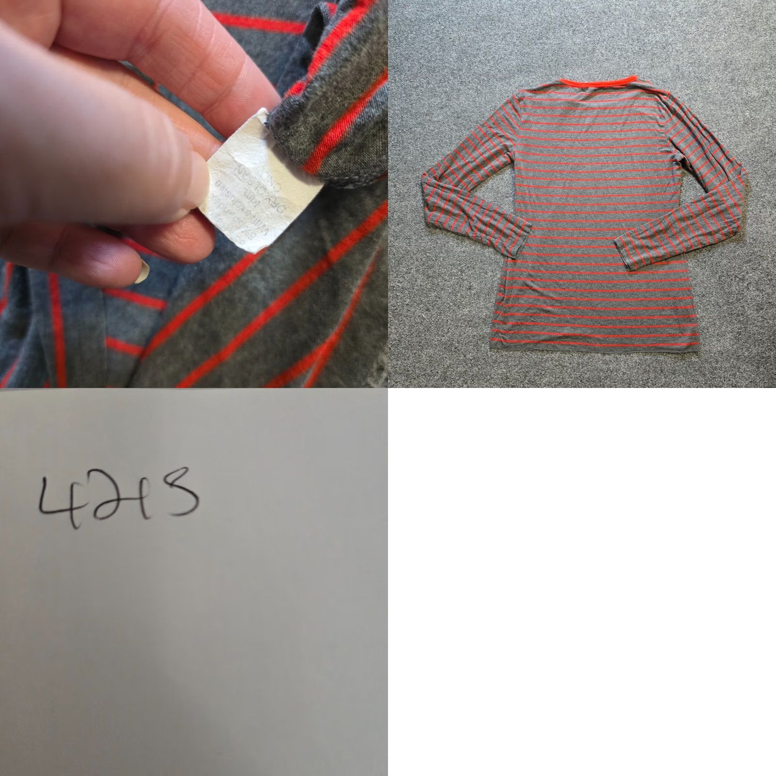 Bailey 44 Bailey 44 Top Womens Large Gray Orange Striped Long Sleeve Casual Basic Shirt Size L / US 10 / IT 46 - 8 Thumbnail