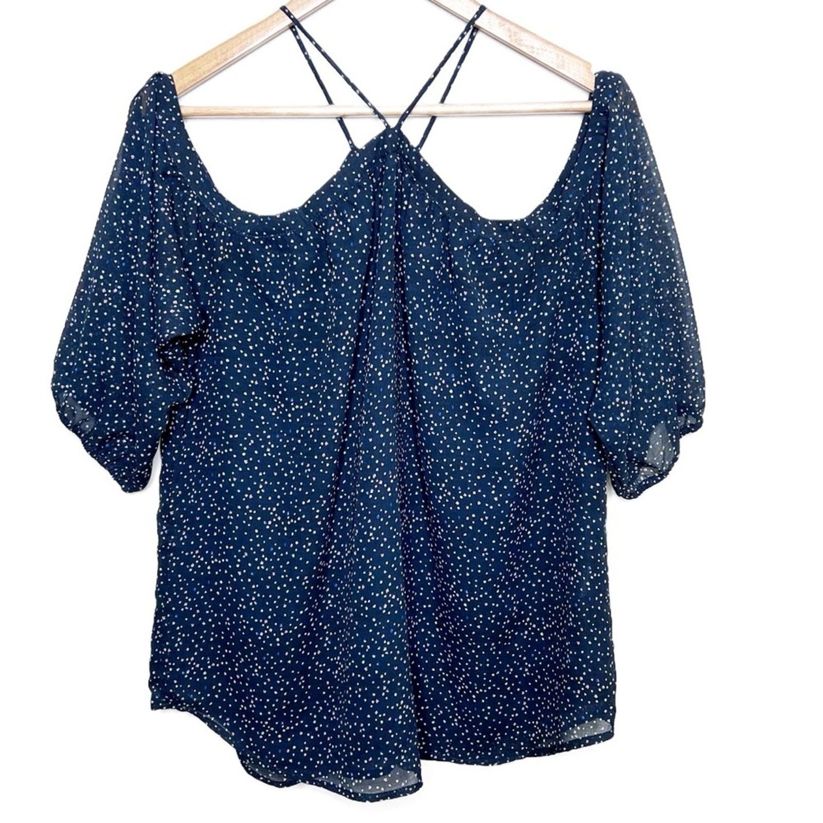 Other New with Tags Papermoon Women's Lidia Polka Dot Navy Blouse Size M / US 6-8 / IT 42-44 - 5 Thumbnail