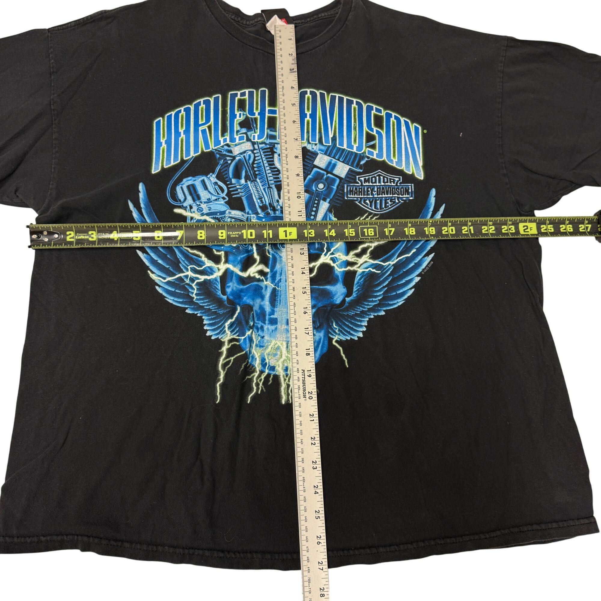 Harley Davidson H-D ELECTRIC BLUE Motorcycle SKULL w/Wings Jamaica Biker Tee Size US XXL / EU 58 / 5 - 6 Thumbnail