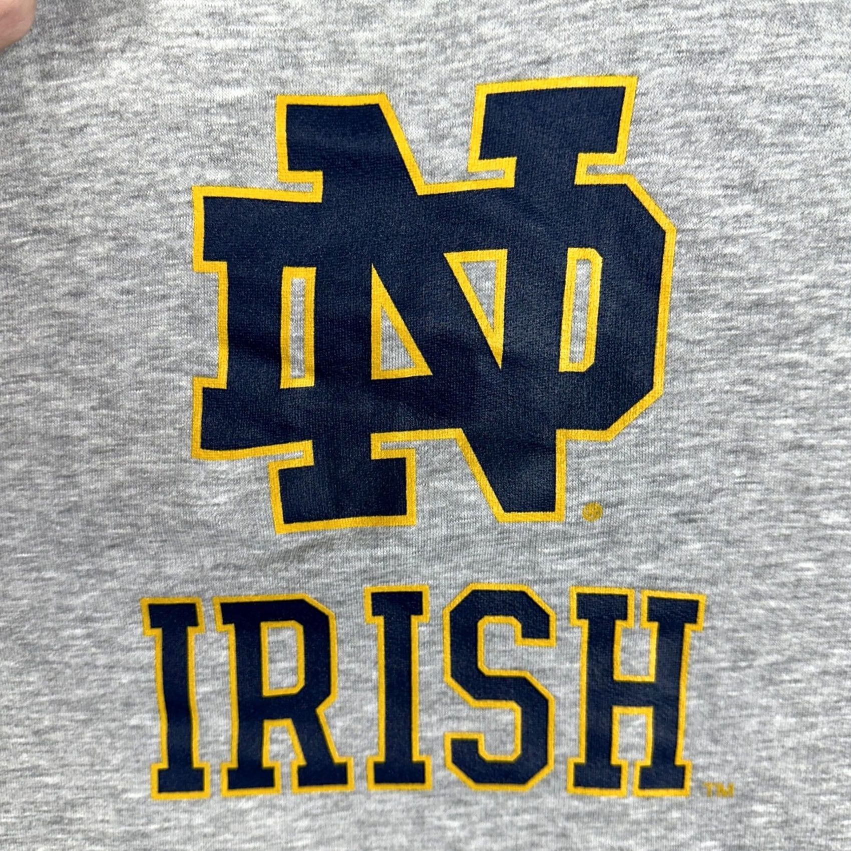 Vintage Fanatics Notre Dame Fighting Irish Hoodie Mens M Grey Sweatshirt Drawstring Pullover Hooded Pockets Knitted Cotton Polyester Size US M / EU 48-50 / 2 - 6 Thumbnail