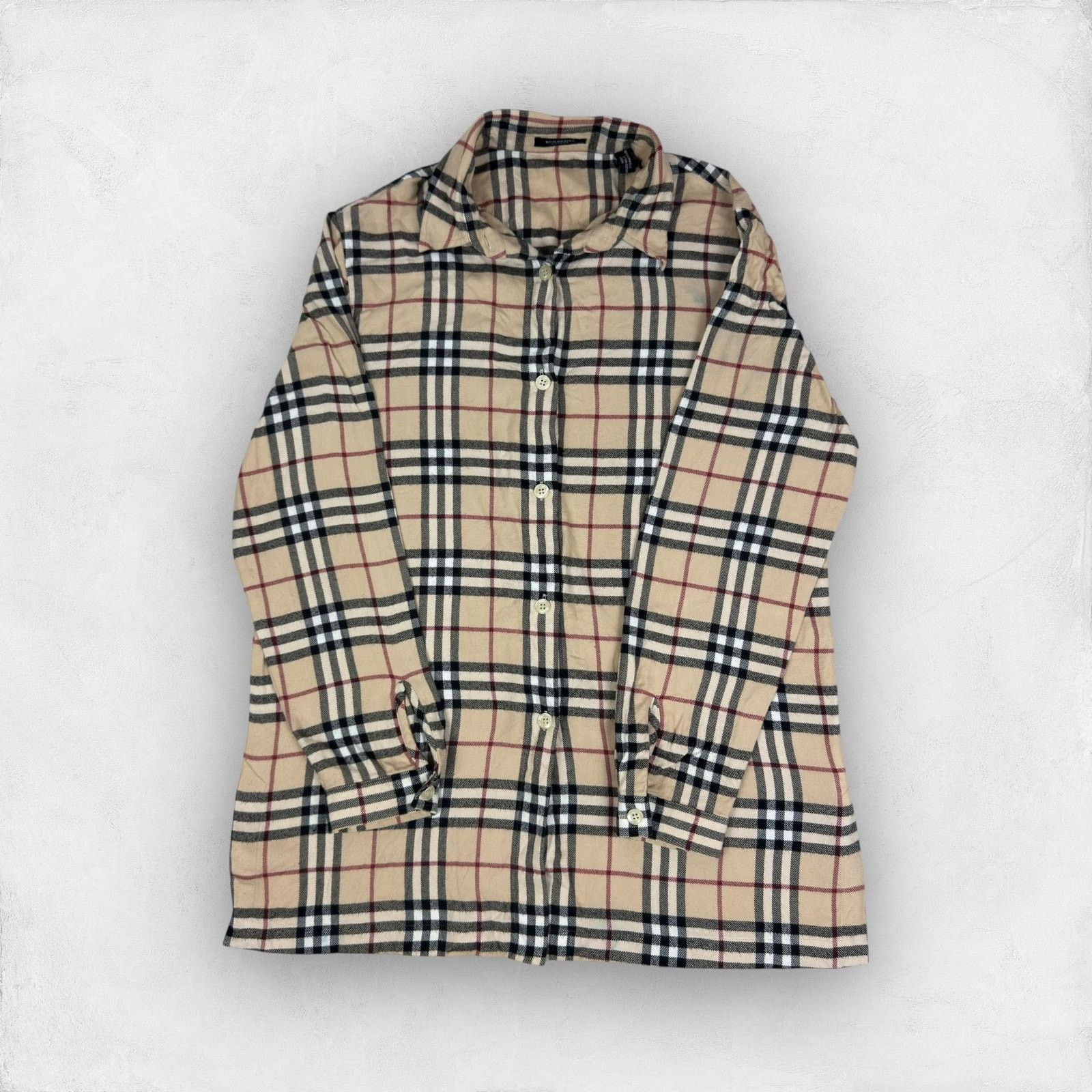 Burberry × Japanese Brand Burberry Beige Nova Check Cotton Long Sleeve Shirt Size M / US 6-8 / IT 42-44 - 1 Thumbnail