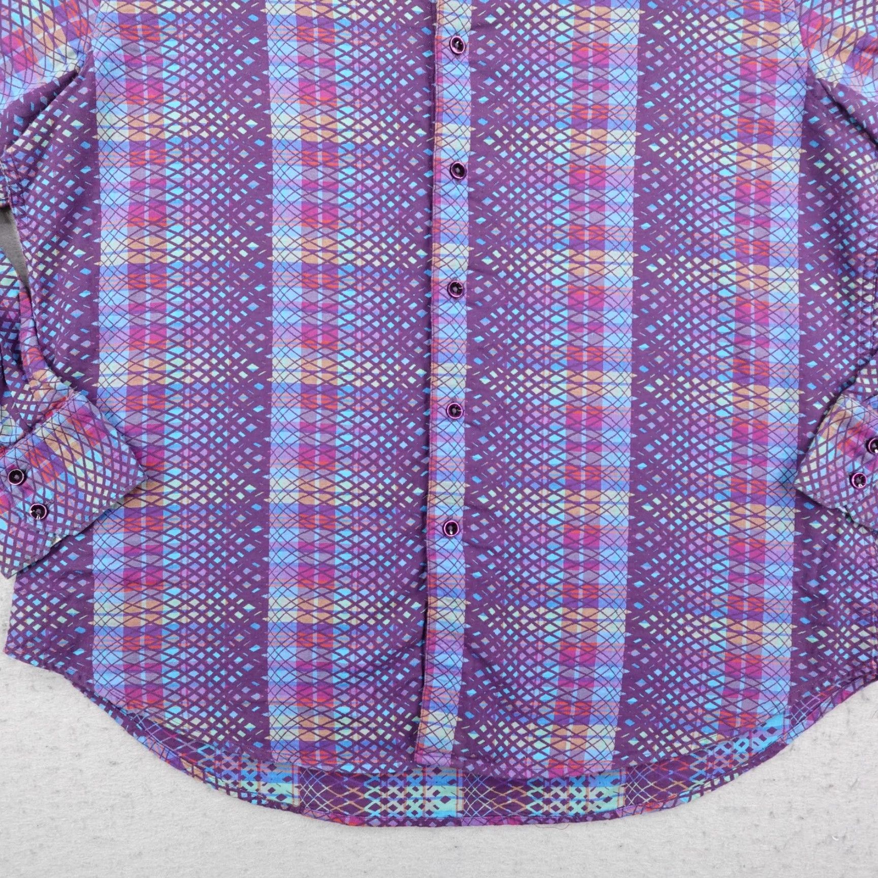Robert Graham Robert Graham Shirt Mens XL Purple Abstract Classic Long Sleeve Flip Cuffs Size US XL / EU 56 / 4 - 3 Thumbnail