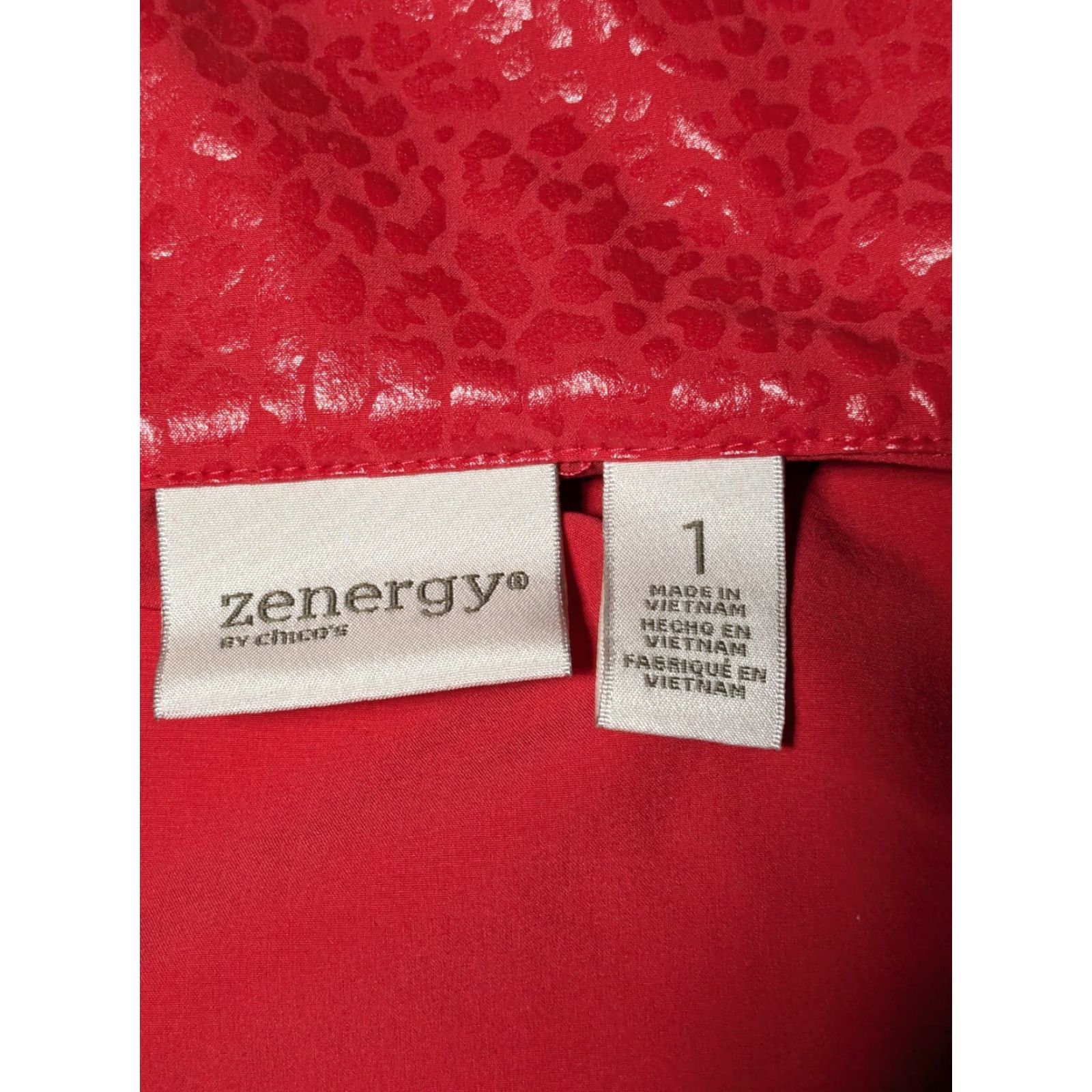 Vintage Chico's ZENERGY Women Jacket 3/4 Sleeve Lightweight Coral Red Zip Pockets Regular M Medium Red Womens Size M / US 6-8 / IT 42-44 - 4 Thumbnail