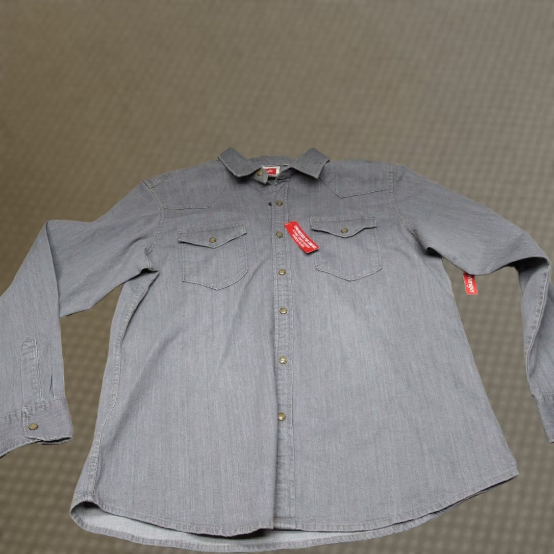 Wrangler VINTAGE Wrangler Pearl Snap Shirt Mens L Gray Long Sleeve Slim Untuck Fit NEW Size US L / EU 52-54 / 3 - 1 Thumbnail