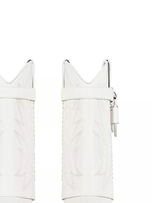 Givenchy o1srvl11e0525 Shark Lock Cowboy Ankle Boots 60mm in Ivory Size US 11 / IT 41 - 5 Thumbnail