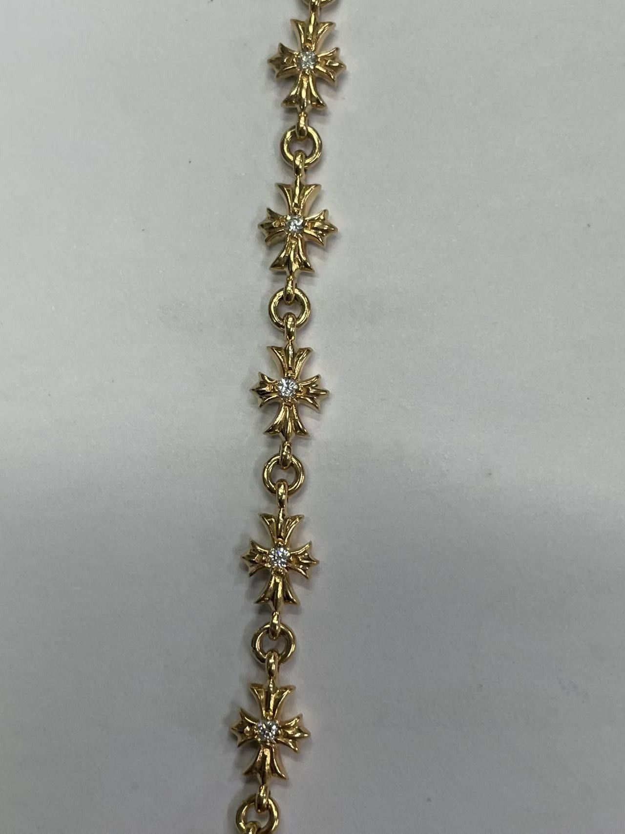 Chrome Hearts Chrome Hearts 22K Gold Diamonds Tiny E Cross Bracelet Size ONE SIZE - 5 Thumbnail