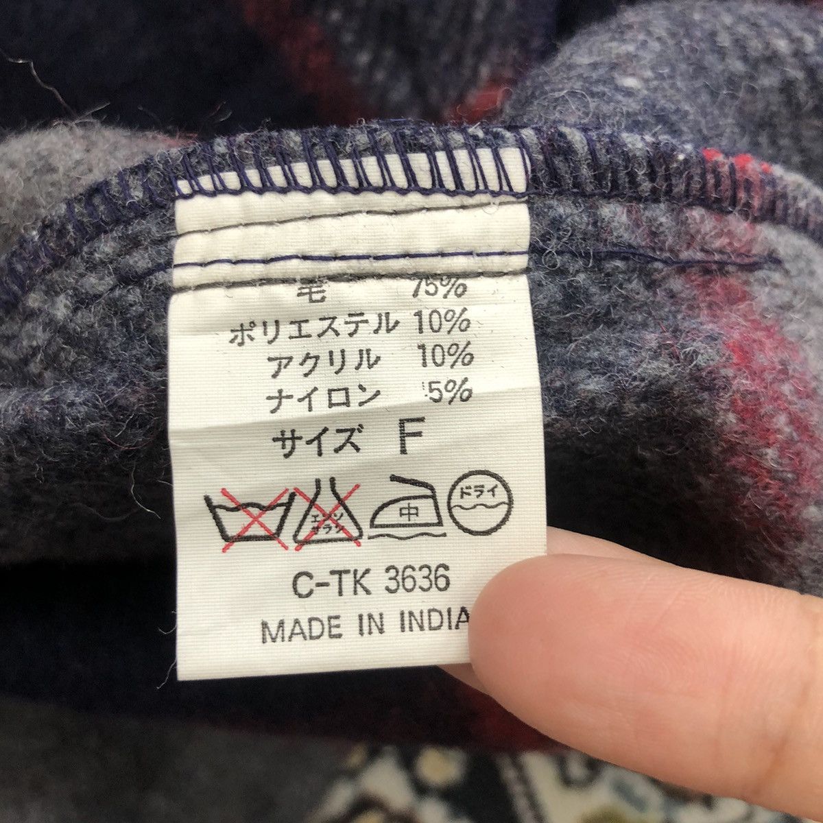 Indigo × Japanese Brand × Vintage Vintage NEO BLOOD Navy Plaid Jacket Wool Blend Sherpa Lined Size US XL / EU 56 / 4 - 6 Thumbnail