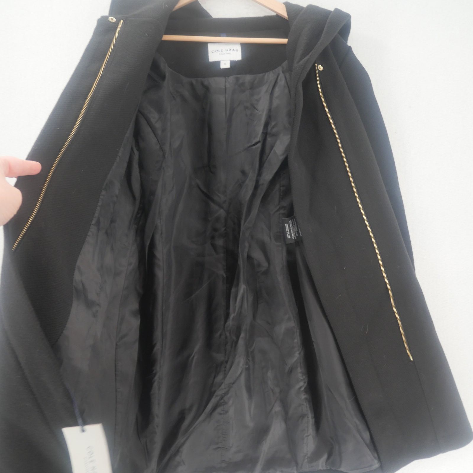 Cole Haan NEW Cole Haan Women's 14 Belted Hooded Long Coat Black Size XL / US 12-14 / IT 48-50 - 5 Thumbnail