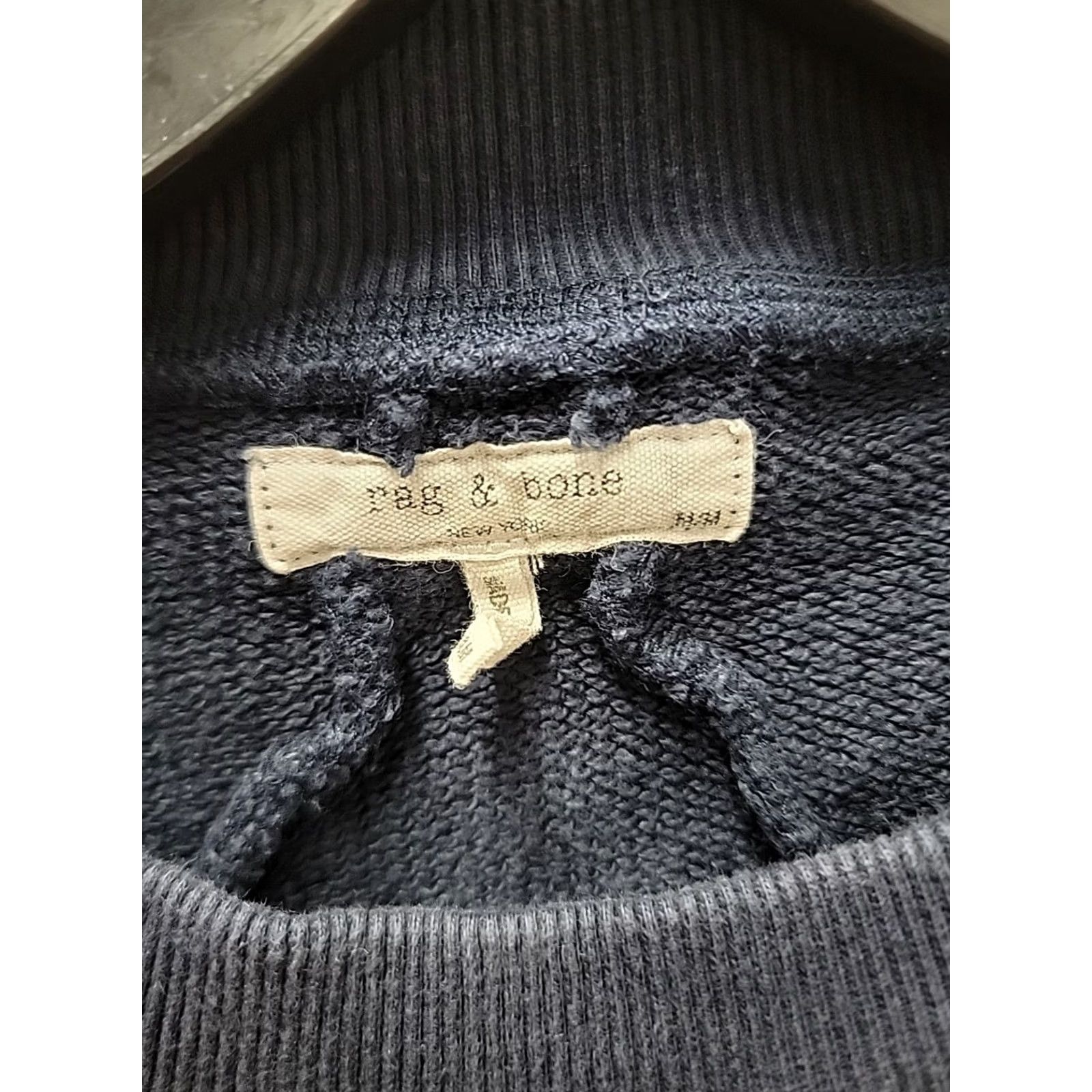Rag & Bone rag & bone Sweatshirt Pullover Crew Neck Long Sleeve Blue M Womens Crop Graphic Embroidered Activewear Size M / US 6-8 / IT 42-44 - 2 Thumbnail