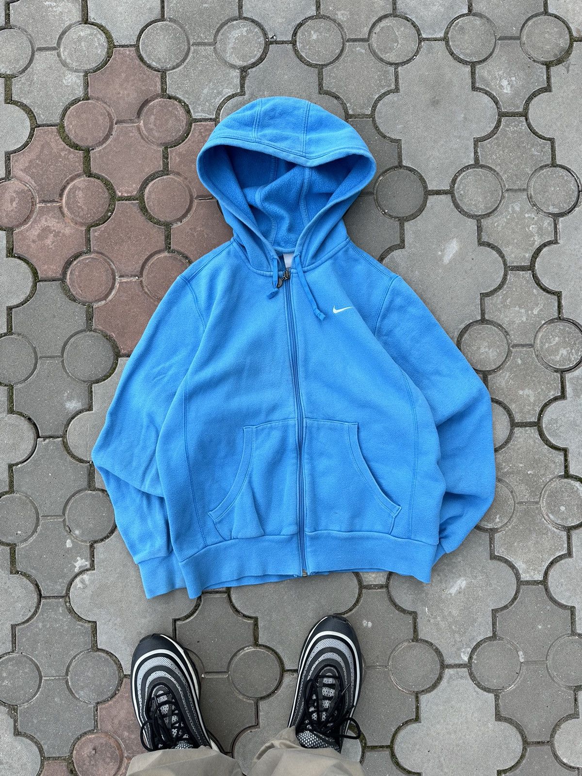 Nike × Vintage Vintage Nike Small Swoosh Zip Hoodie Y2K USA Blue Size US S / EU 44-46 / 1 - 2 Thumbnail