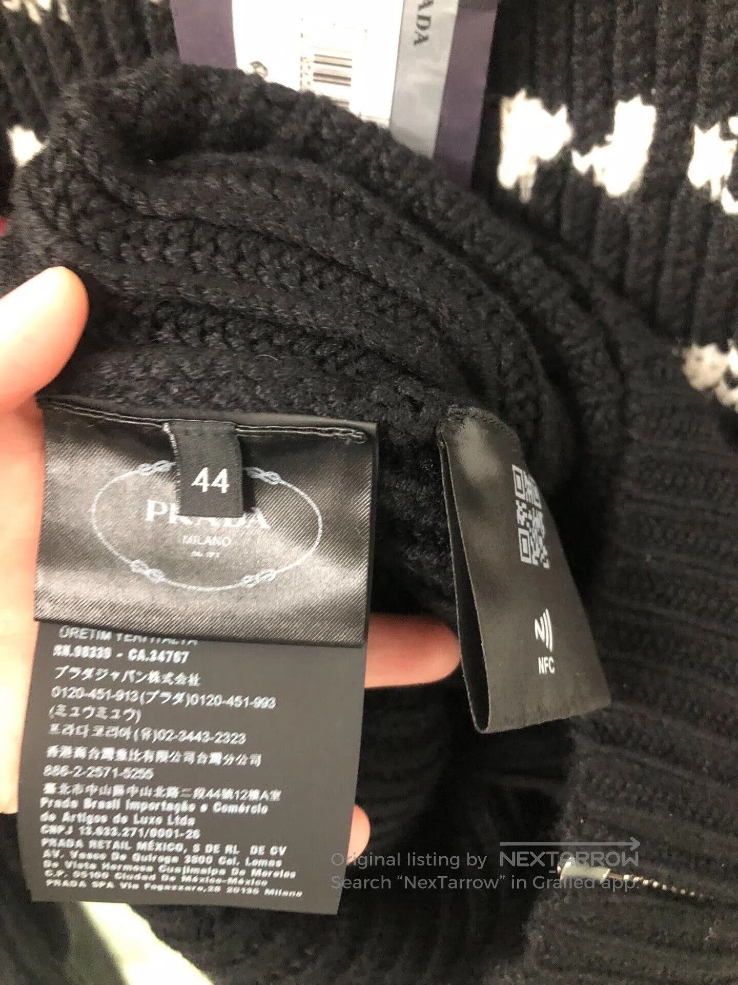 Prada Black Knitted Prada Sweater with Stripes. Size US S / EU 44-46 / 1 - 3 Thumbnail