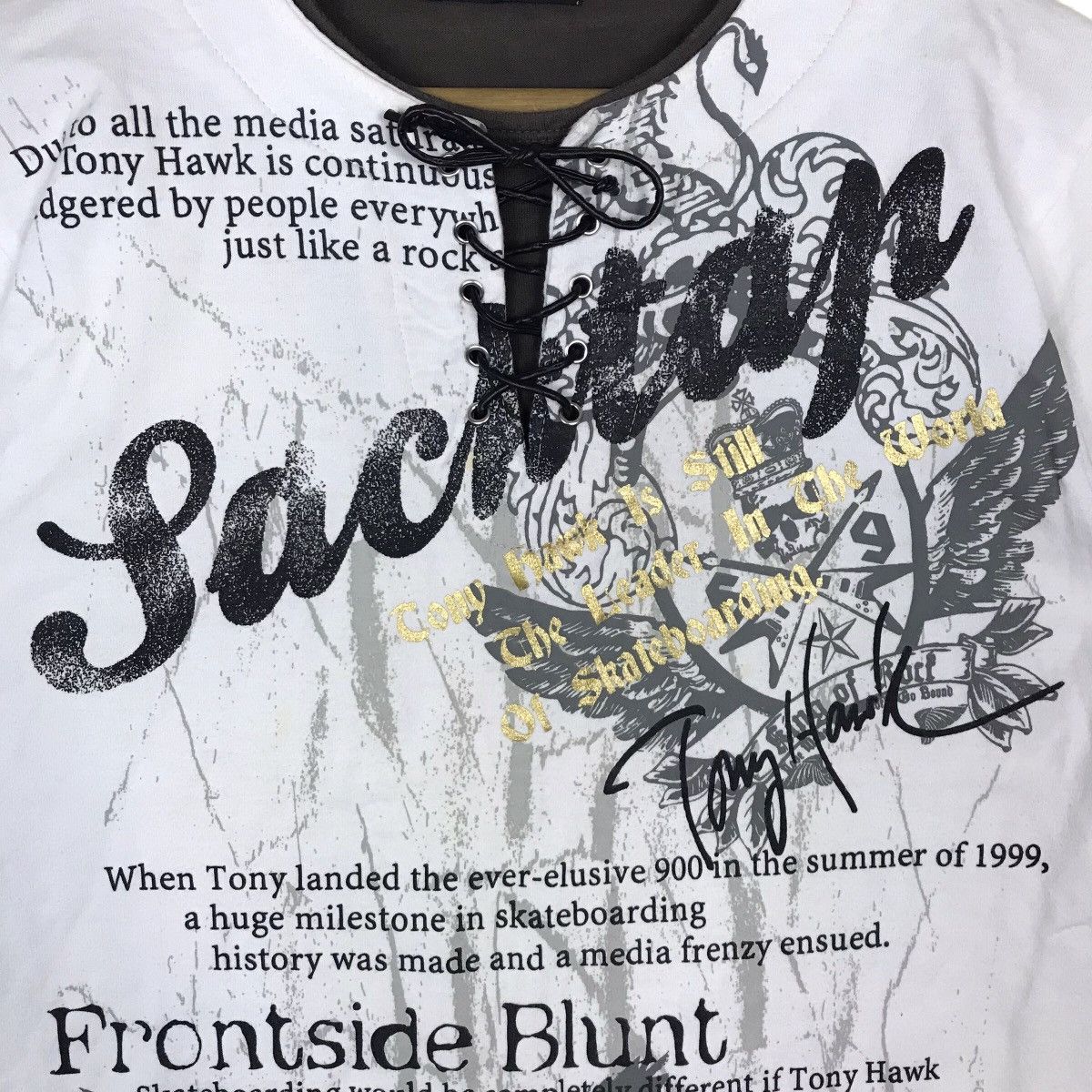 Vintage Tony Hawks Drawstring Neck Skater Tee Shirt