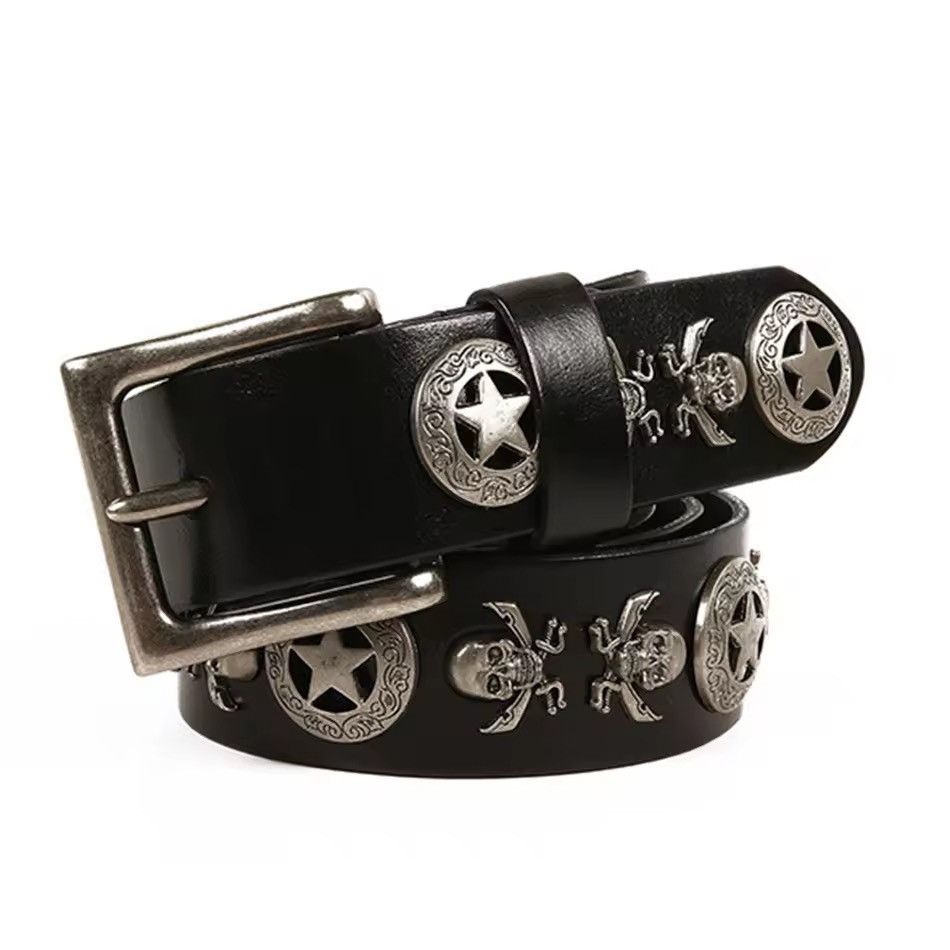 Other Genuine Leather Vintage Harajuku Cowboy Style Belt Y2k 90’s Size ONE SIZE - 2 Thumbnail