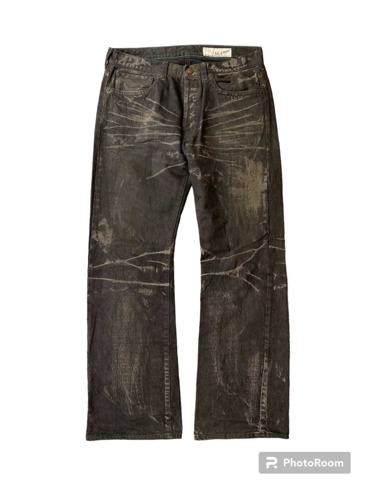 If Six Was Nine Flared Baggy Soul Of Freedom Waxed Denim Size US 33 - 2 Thumbnail