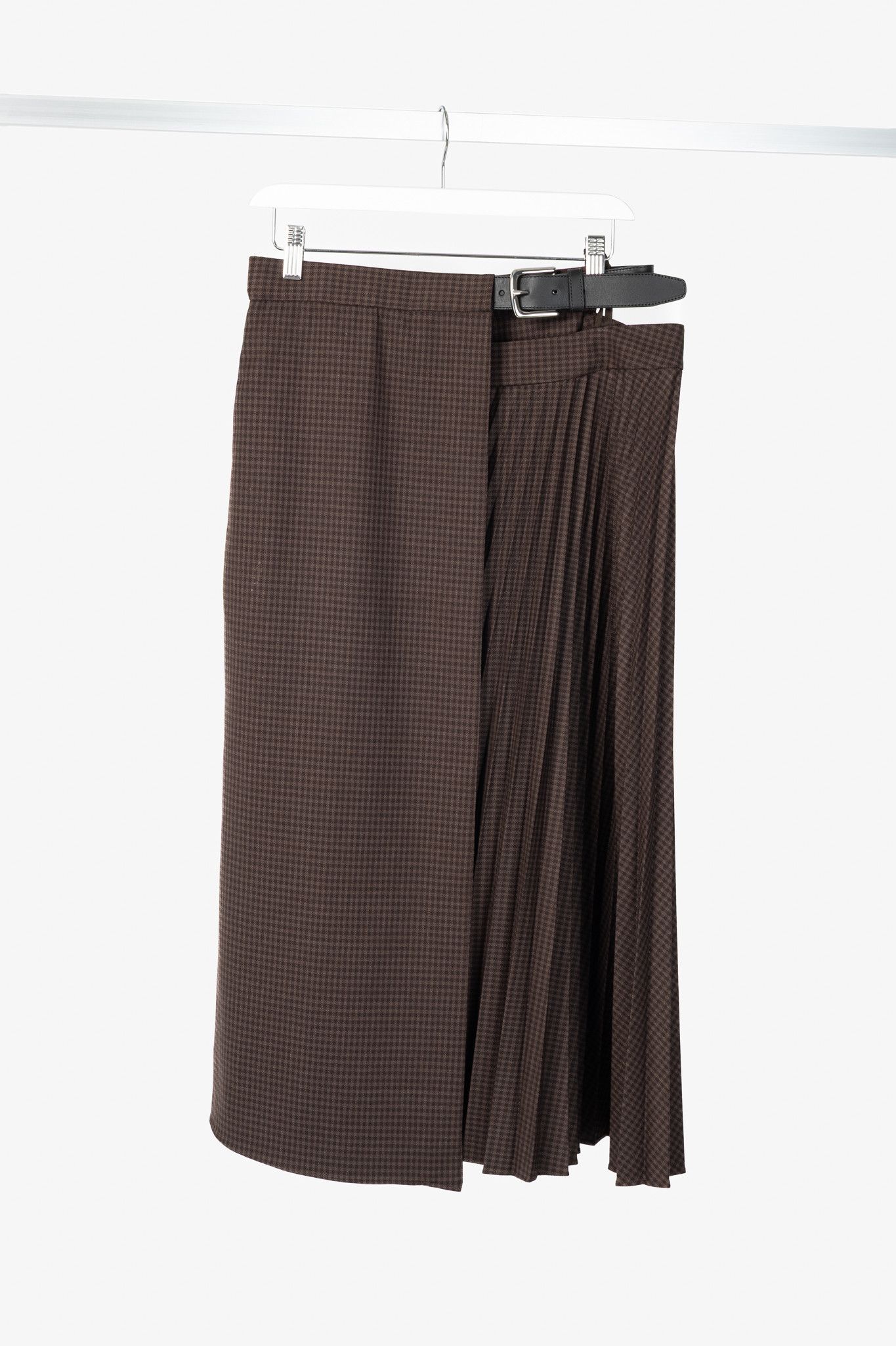 Tibi Tibi Brown Multi Jett Suiting Plaid Pleated Wrap Skirt Size 28" / US 6 / IT 42 - 1 Thumbnail