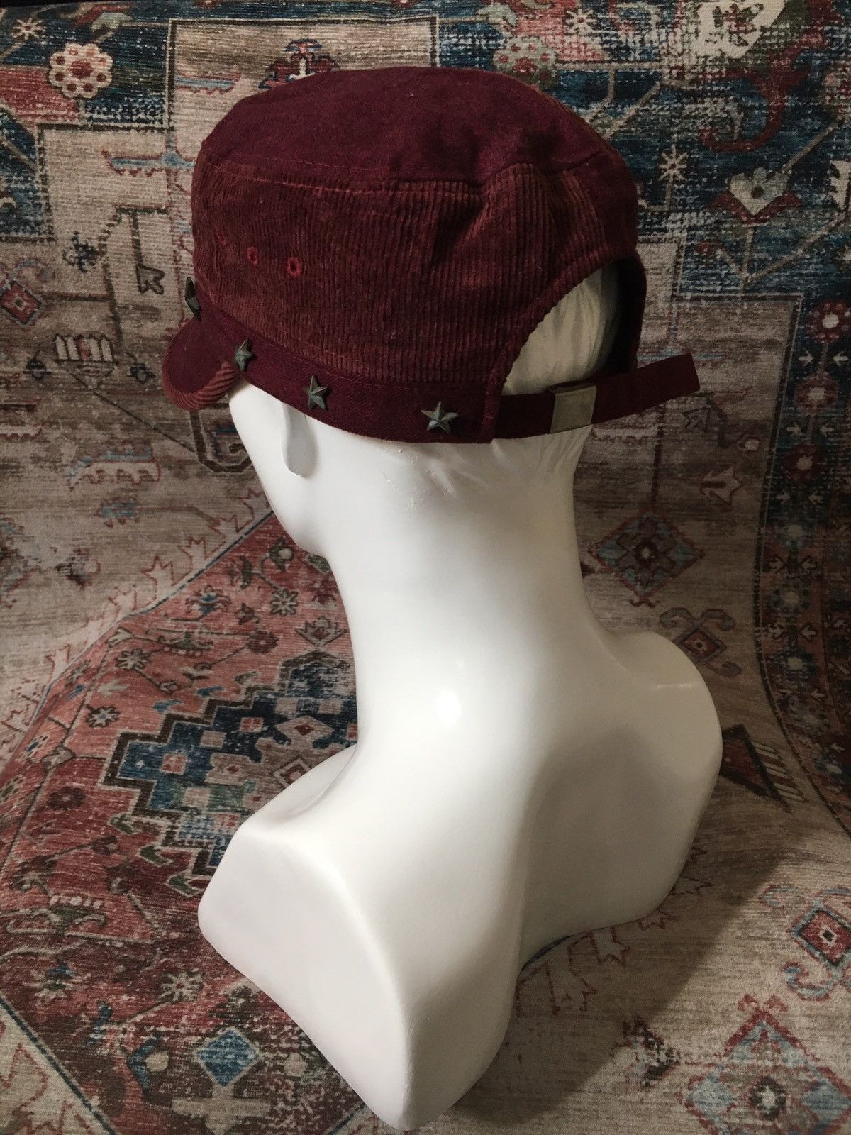 If Six Was Nine Maroon Corduroy Cadet studded hat Size ONE SIZE - 3 Thumbnail