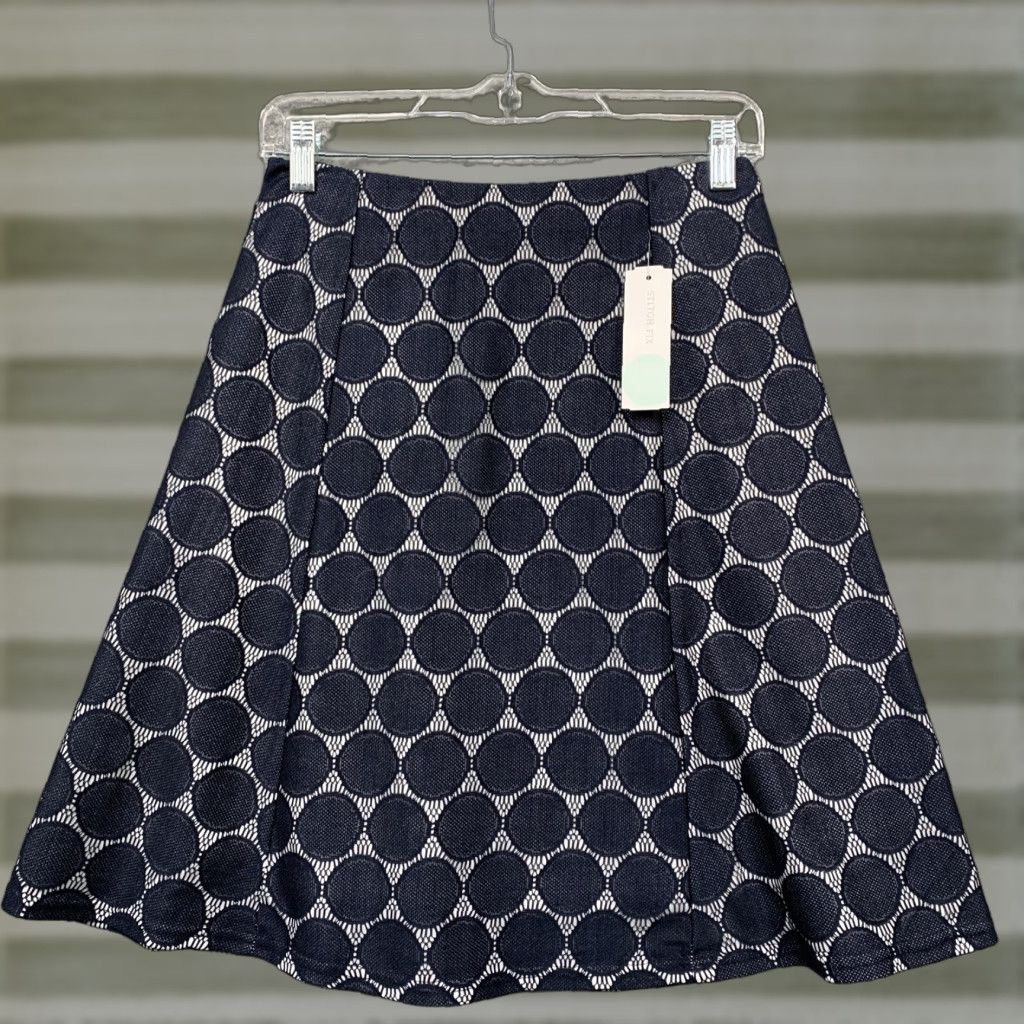 Vintage Renee C Women’s Skirt Maybell Lace Detail XS Navy White NWT Size 26" / US 2 / IT 38 - 1 Thumbnail