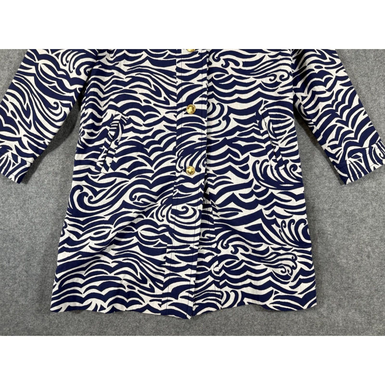Lilly Pulitzer Lilly Pulitzer Jacket Womens M Blue White Abstract Swirl Print Pockets Overcoat Size M / US 6-8 / IT 42-44 - 4 Thumbnail