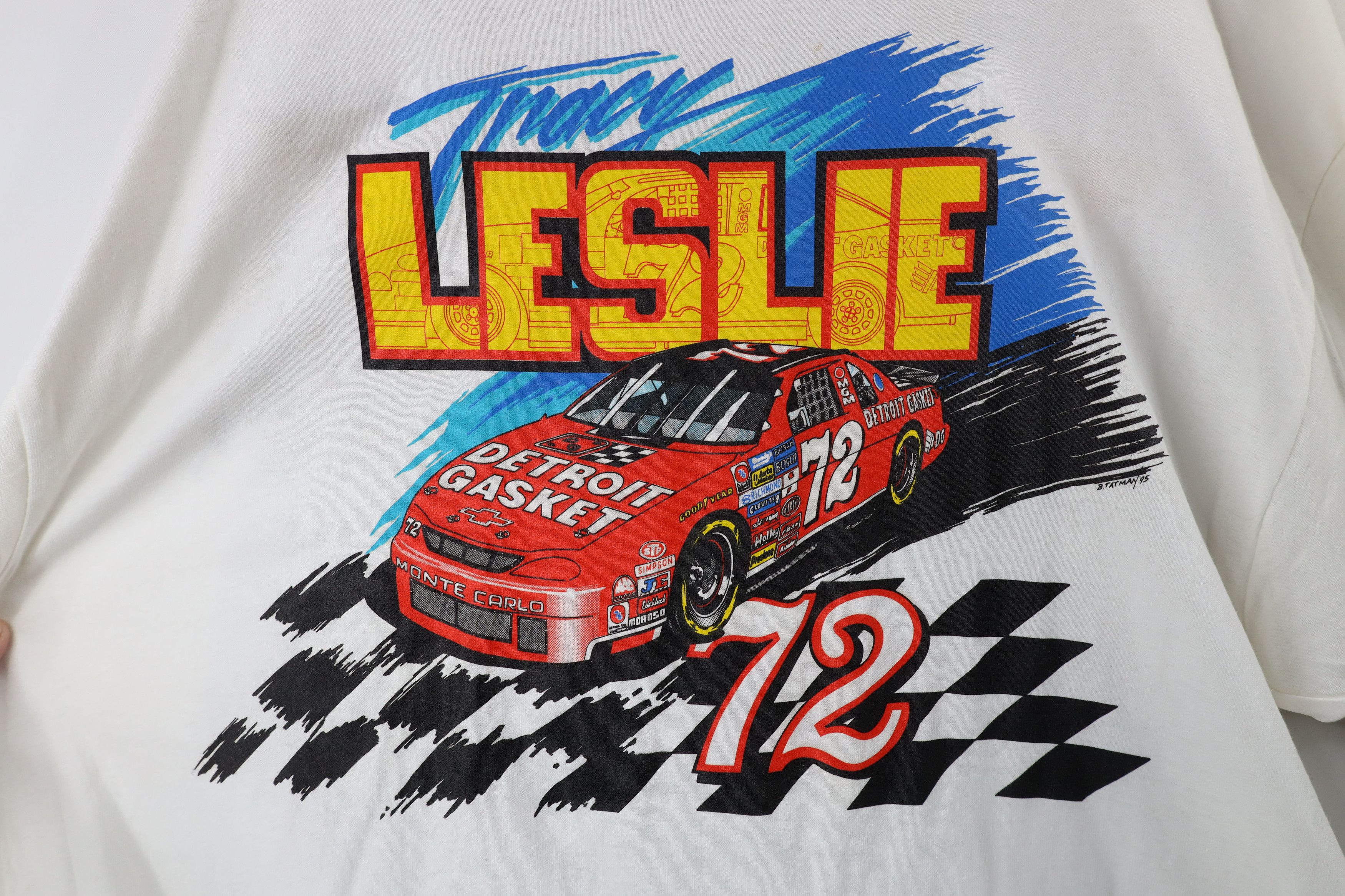 Vintage Vintage 90s Tracy Leslie Detroit Gasket Racing T-Shirt White Size US XXL / EU 58 / 5 - 4 Thumbnail