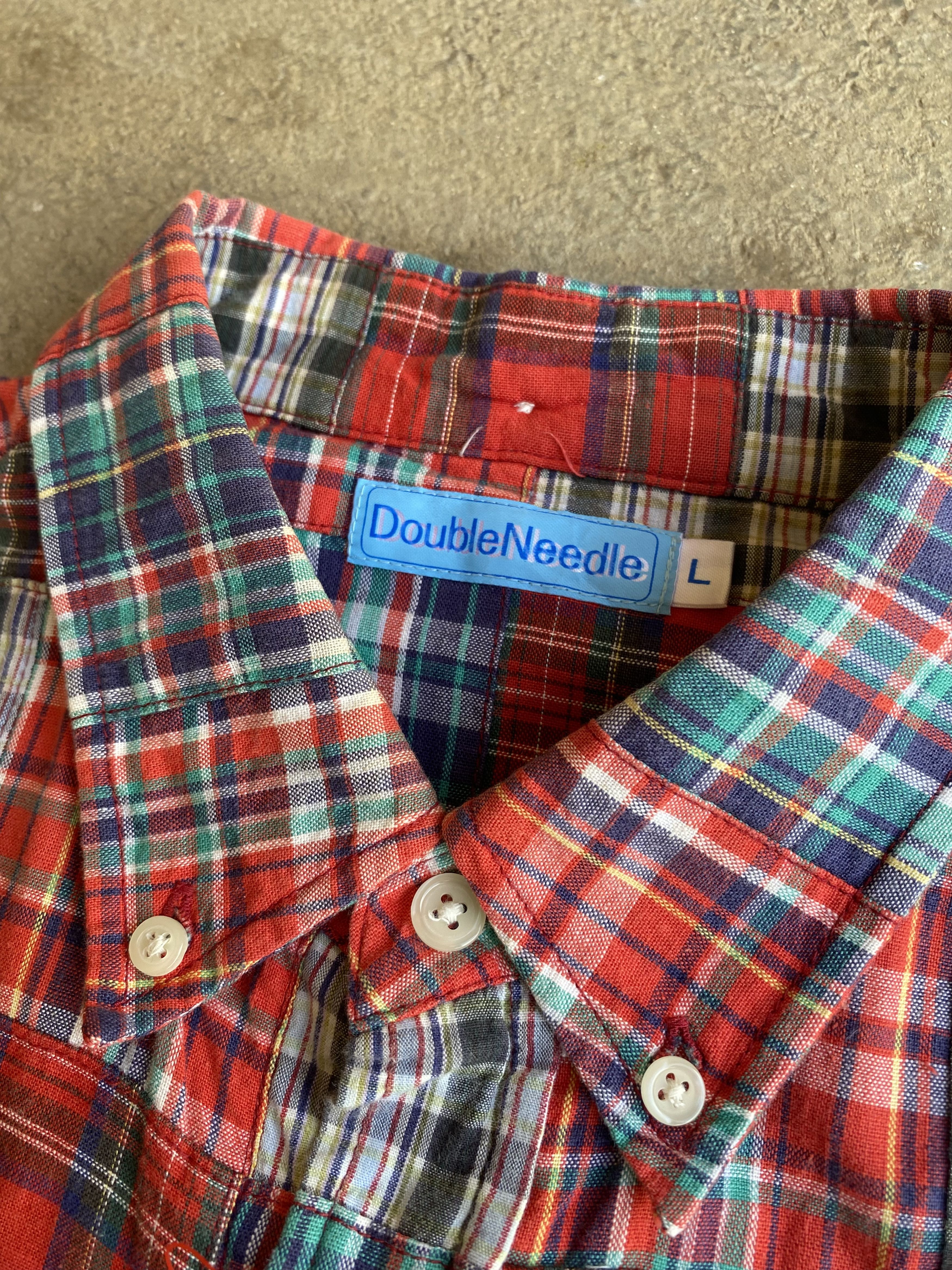 Japanese Brand × Vintage Double Needle patchwork button shirt Size US M / EU 48-50 / 2 - 3 Thumbnail