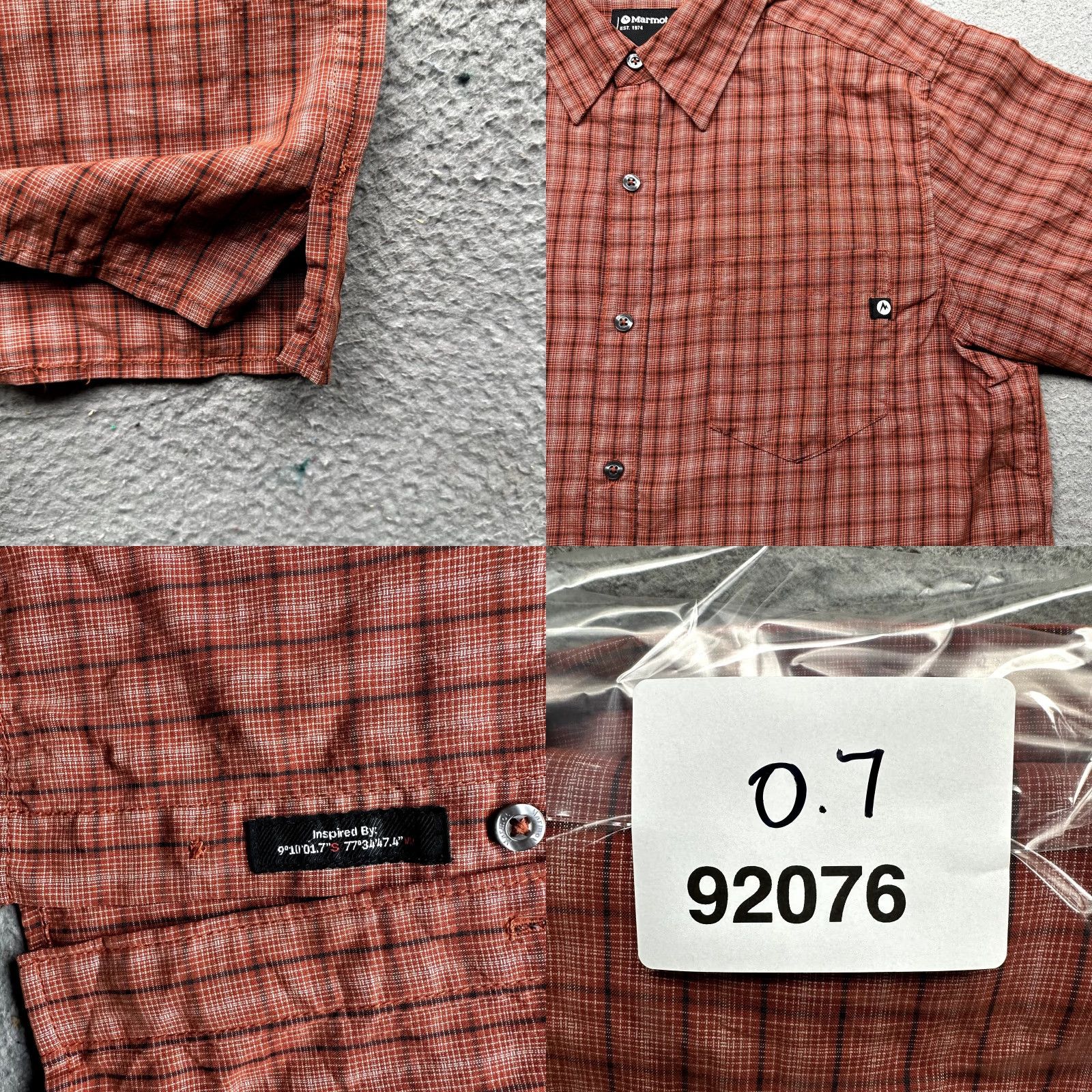 Marmot VINTAGE Marmot Elridge Plaid Pocket Shirt Mens M Short Sleeve Red UPF 20 Polyester Size US M / EU 48-50 / 2 - 8 Thumbnail