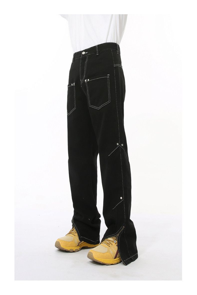 Japanese Brand × Jean Black patchwork multi-pocket zip-up straight jeans Size US 32 / EU 48 - 5 Thumbnail