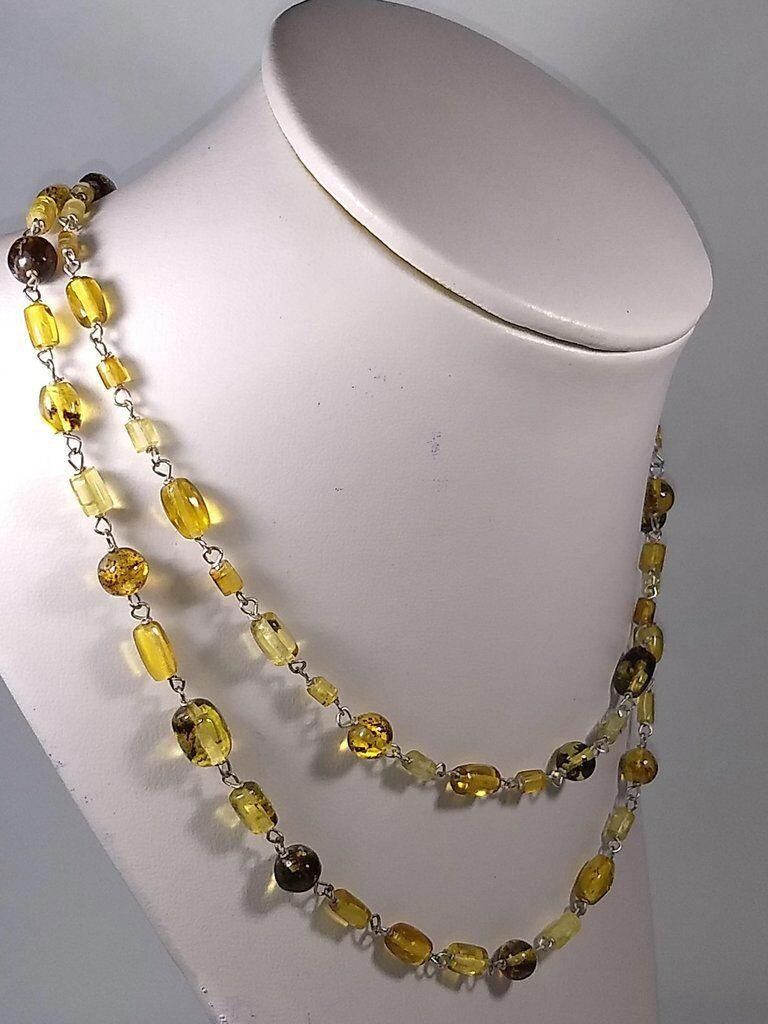 Handmade Alberto Juan Mexican Sterling Silver Amber Beaded Necklace Size ONE SIZE - 4 Thumbnail